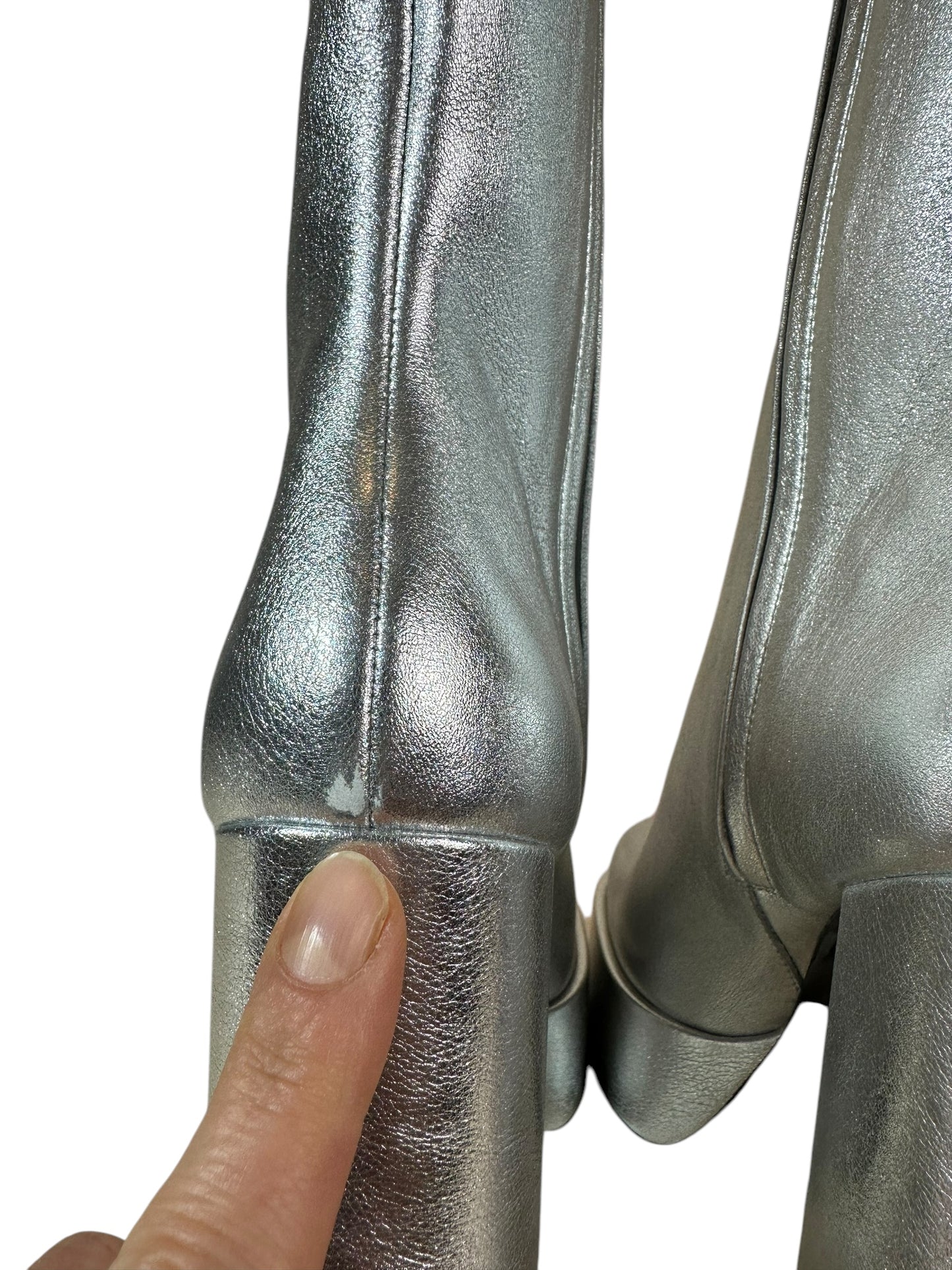 Versace stivaletto in pelle argentata (40)