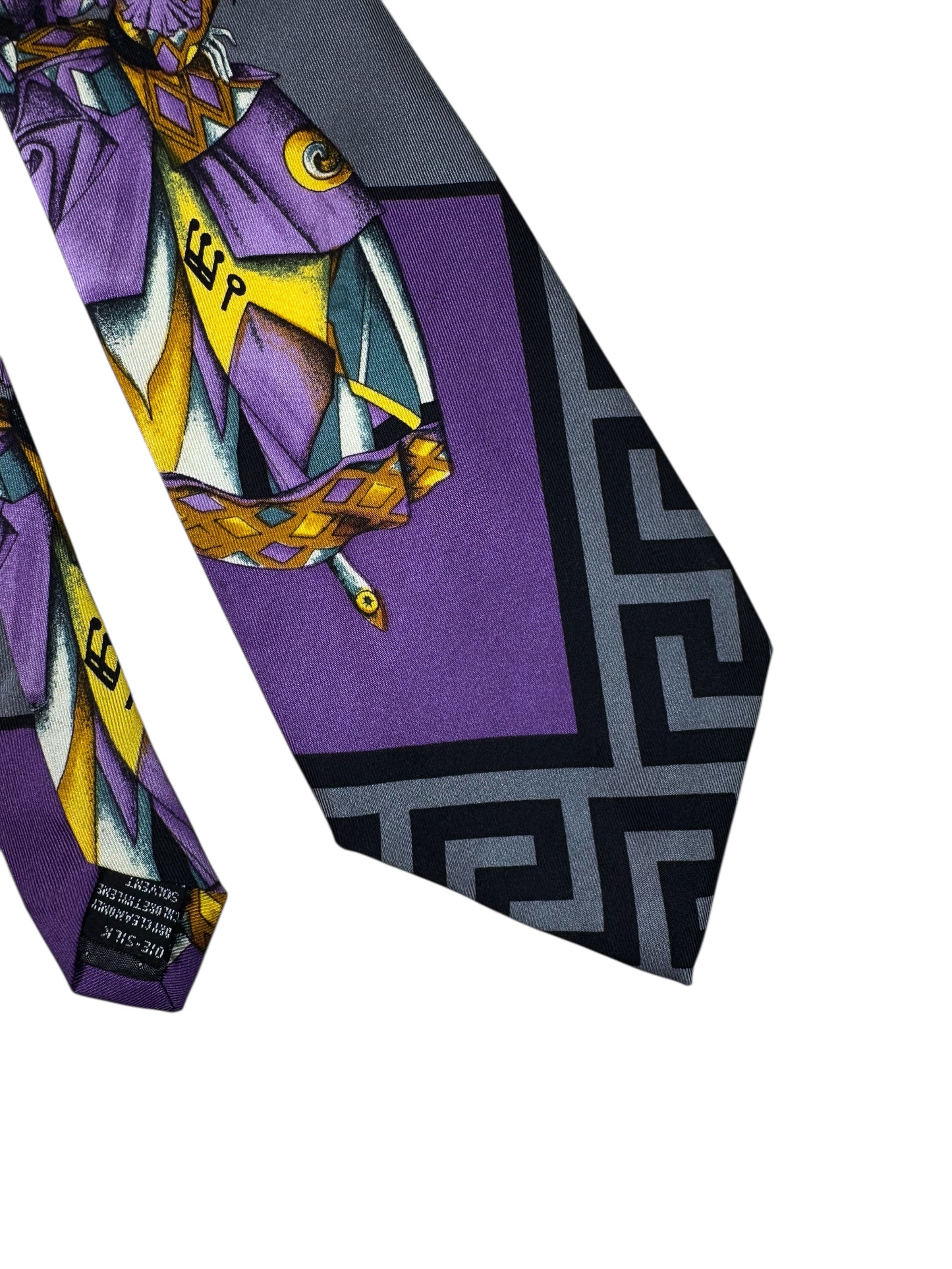 Cravatta Vintage Gianni Versace – Maschere Teatrali e Figure Arlecchino – 100% Seta Made in Italy