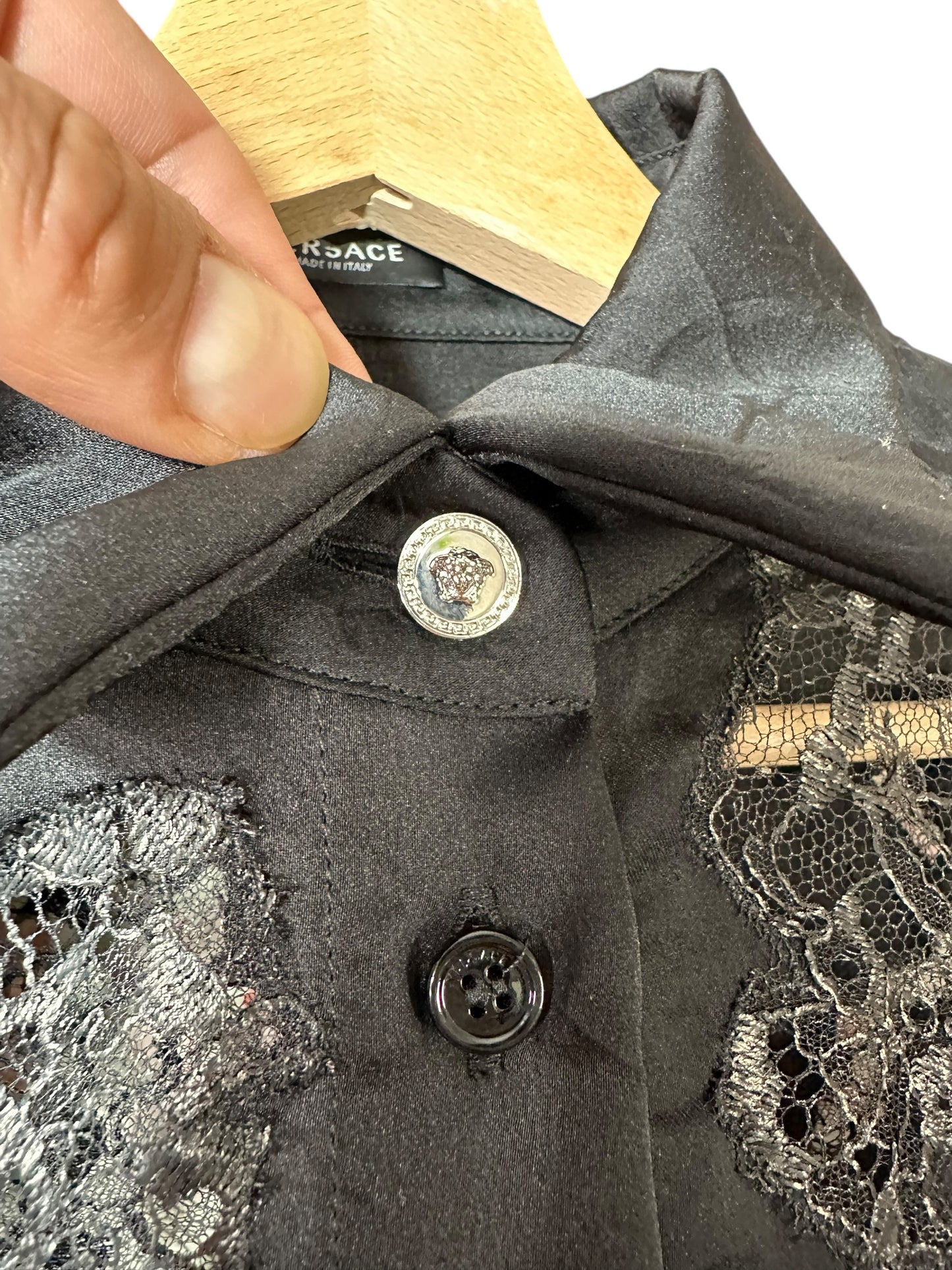 Versace camicia con inserti in pizzo (38)