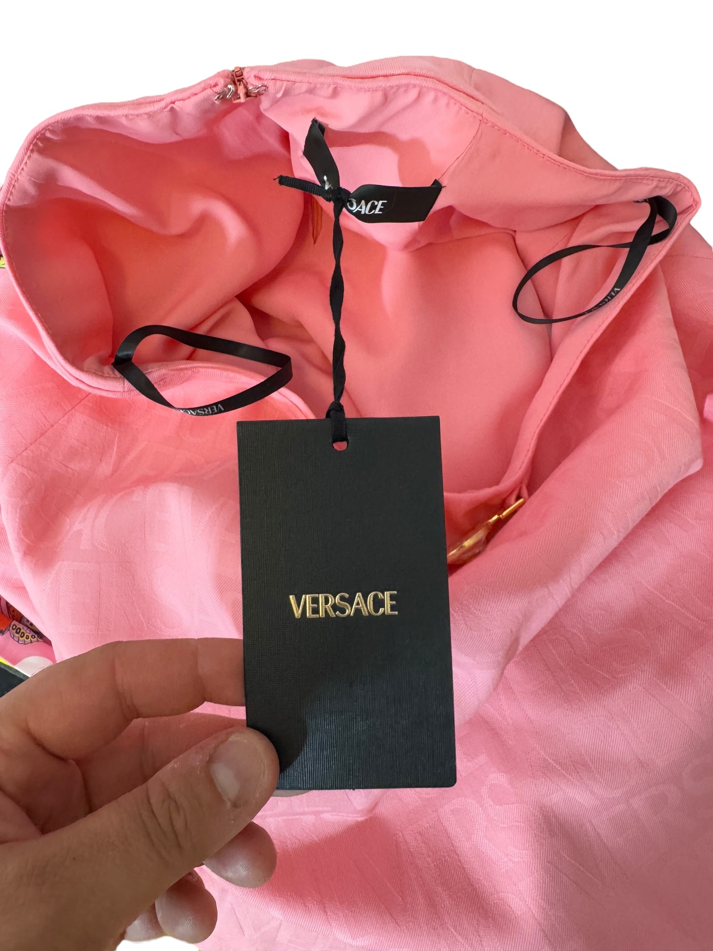 Versace gonna rosa nuova in lana vergine con logo e cintura Medusa - Tg 44