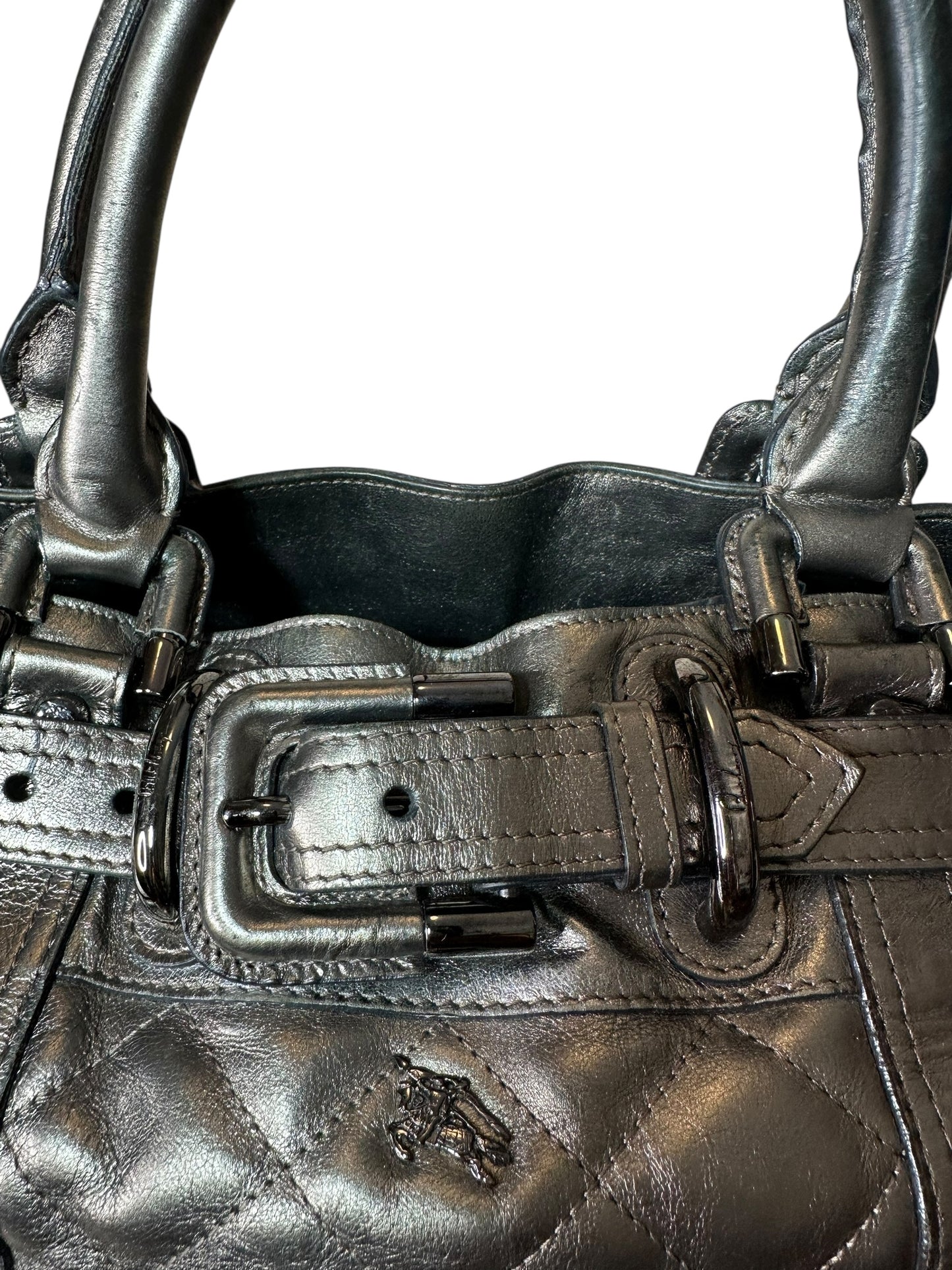 Burberry borsa in pelle metallizzata
