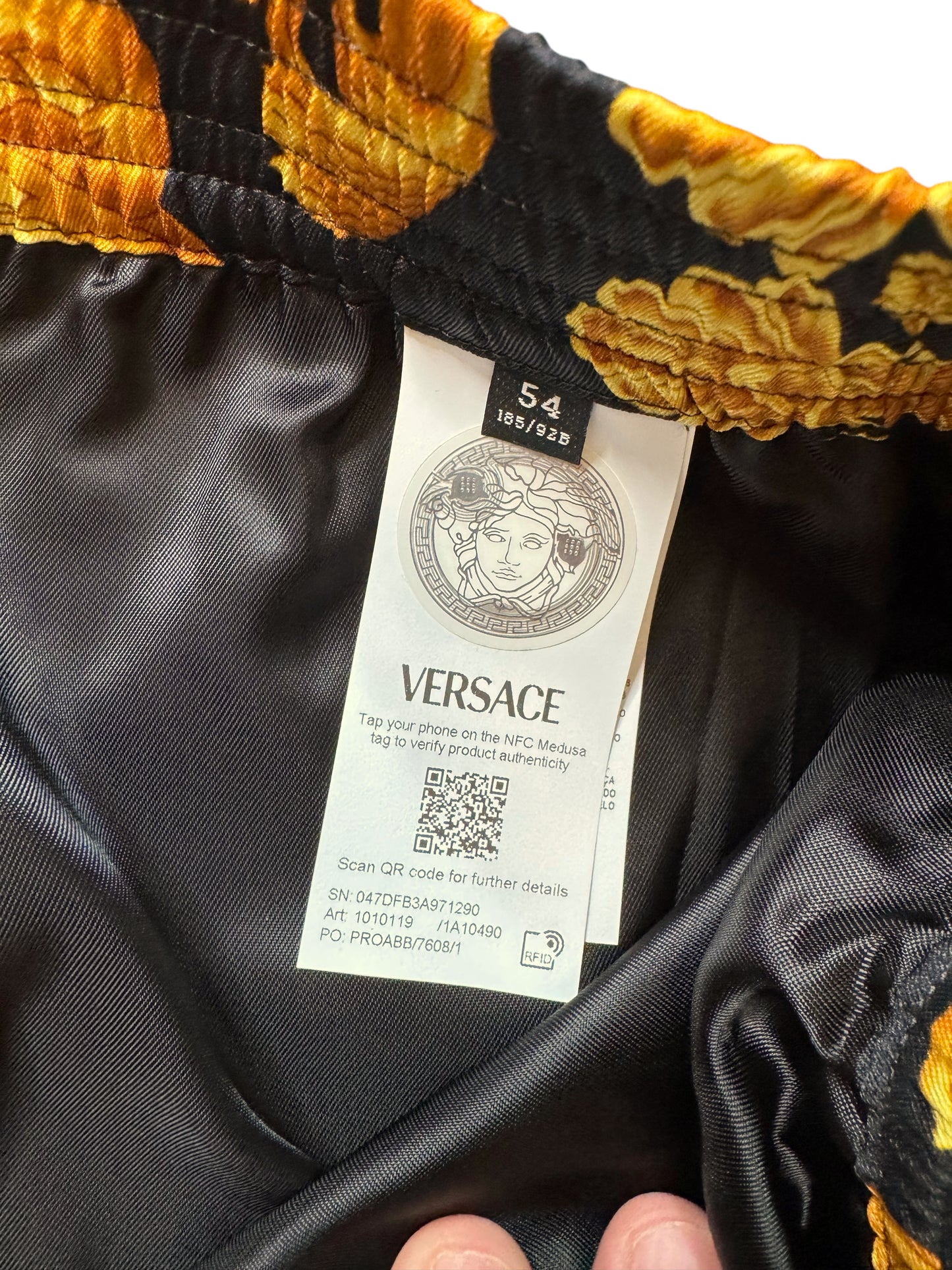 Versace Shorts Uomo Barocco Nero Oro Taglia 54