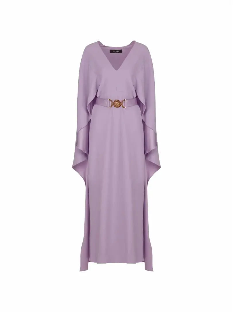 Versace Abito Lungo Lilla con Cintura Medusa – Taglia 36 IT (XS) – Made in Italy