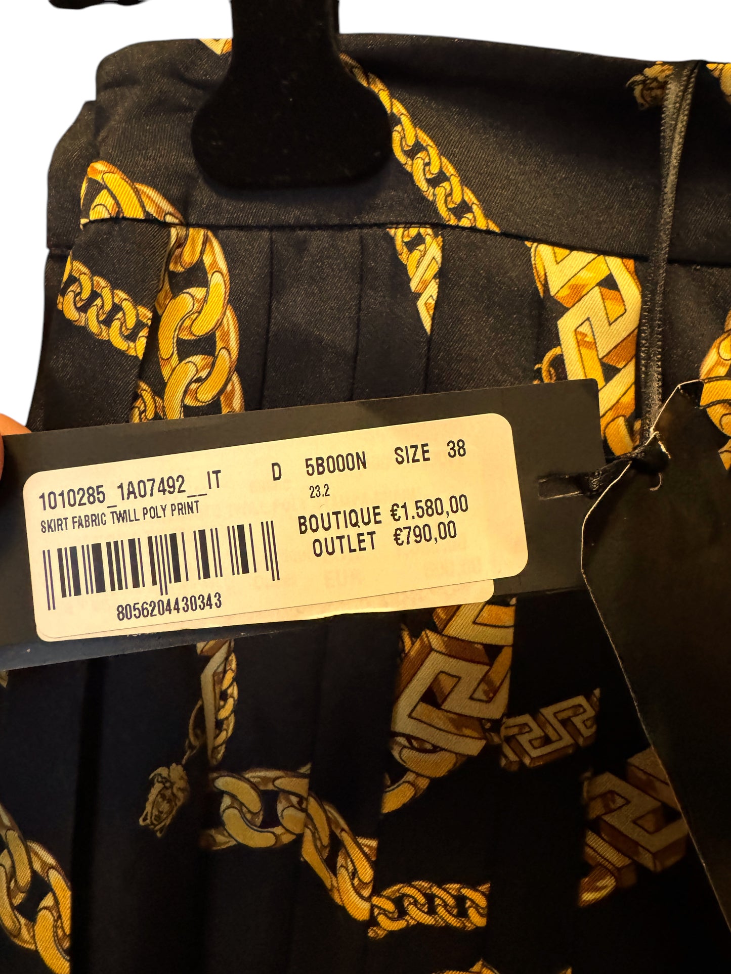 Gonna Plissé Versace Originale Taglia 38 - Motivo Catene Oro - Made in Italy