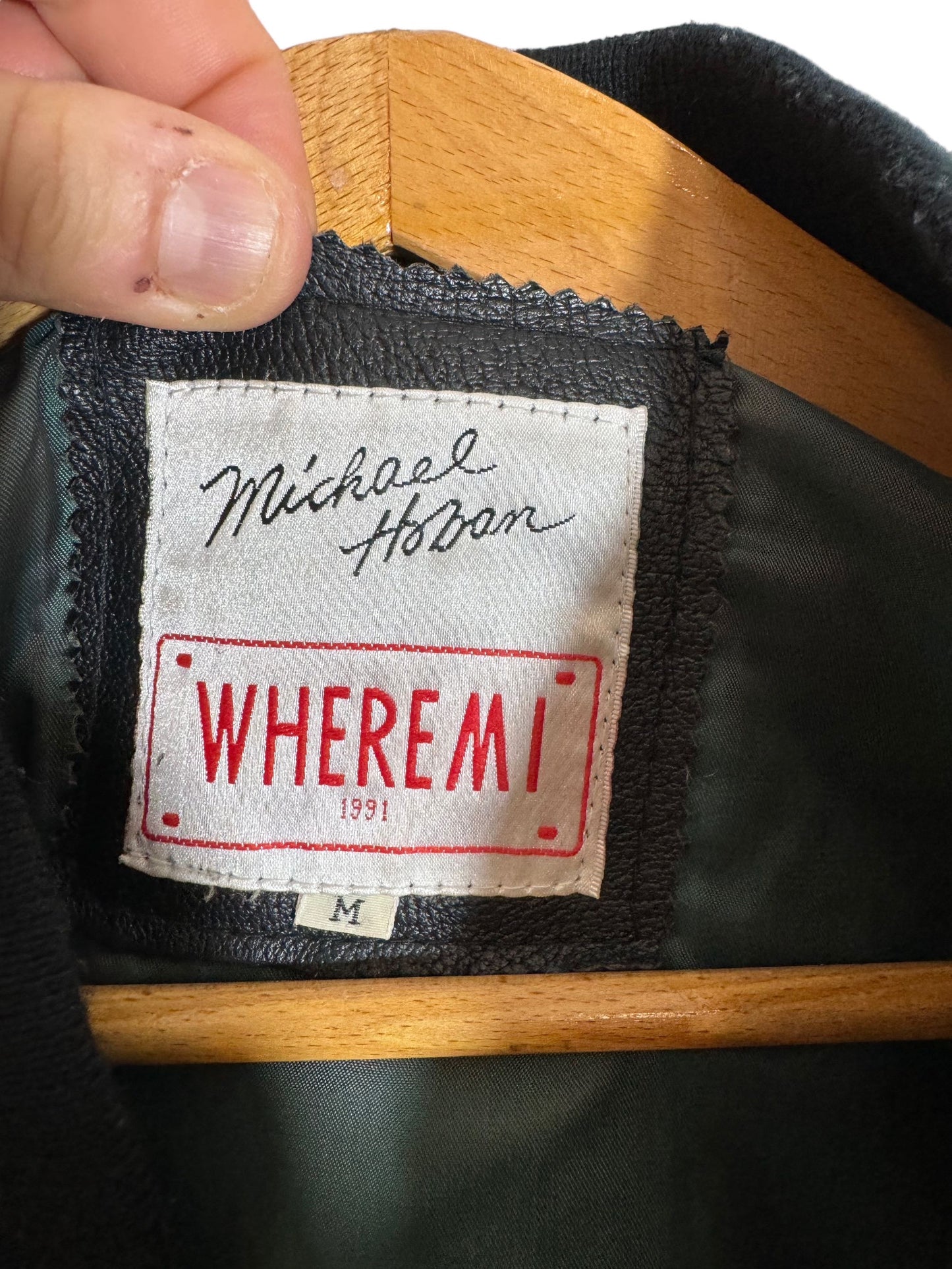 Giacca in pelle vintage Michael Hoban (M)