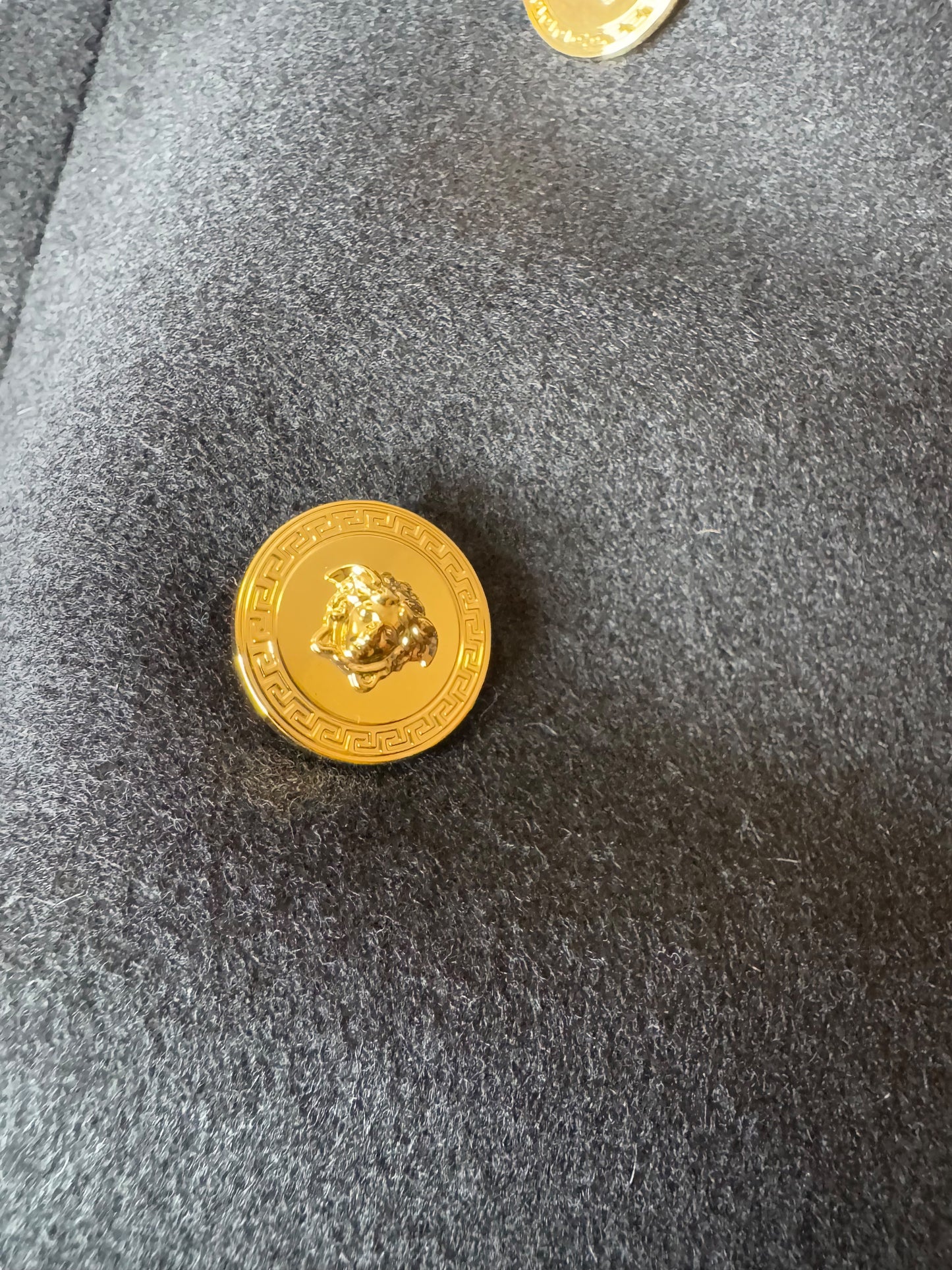 Cappotto doppiopetto uomo Versace nero lana tg. 50 bottoni Medusa oro