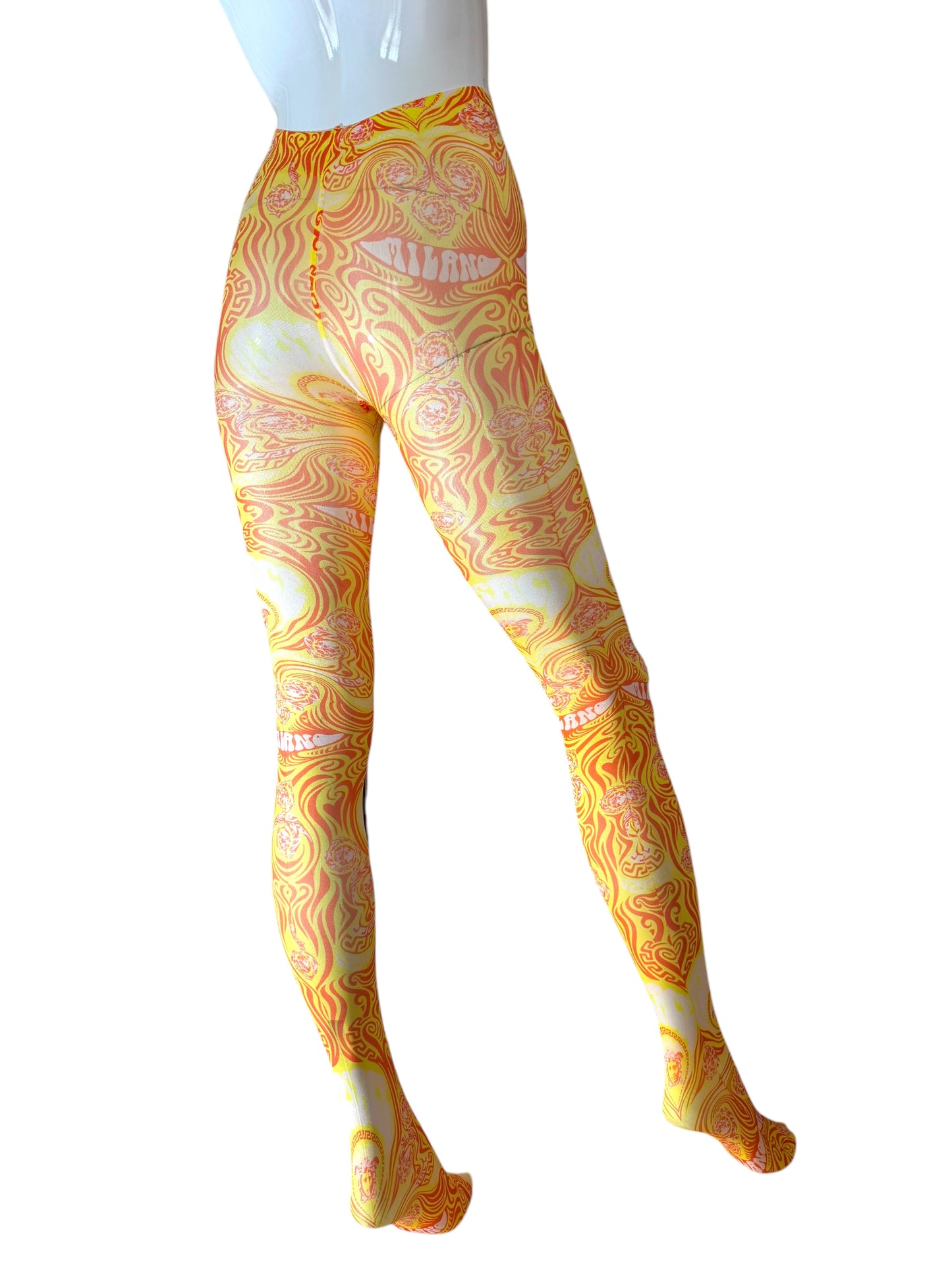 Collant Versace donna Medusa swirl giallo-arancio – Taglia M – Nuovi con cartellino