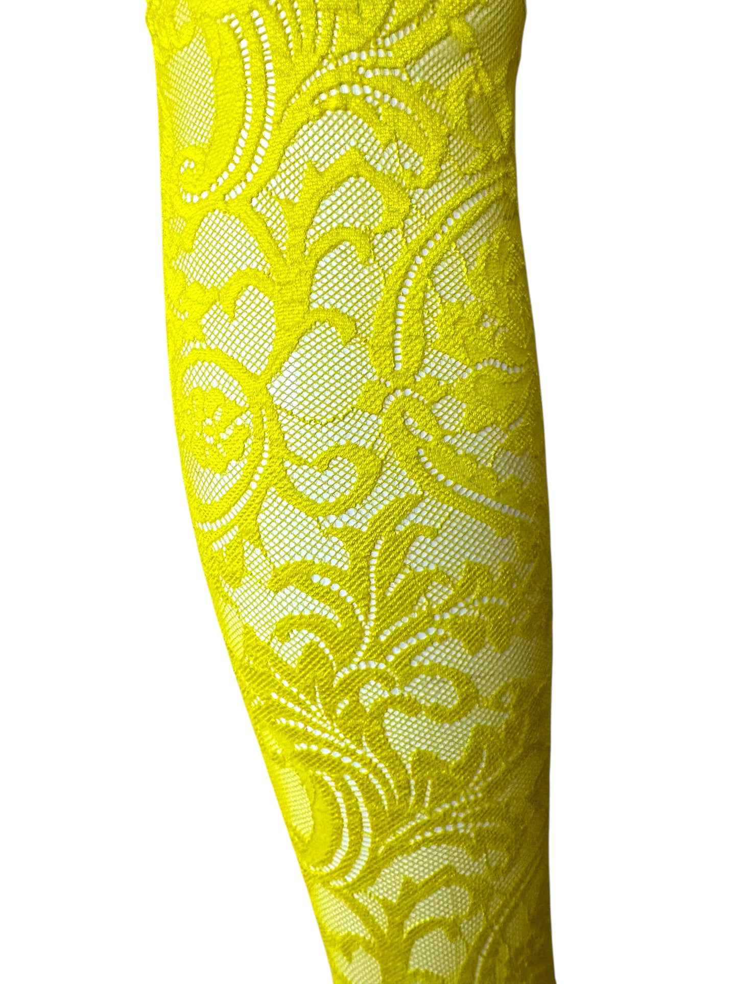 Collant autoreggenti gialli in pizzo Barocco Versace – Taglia M
