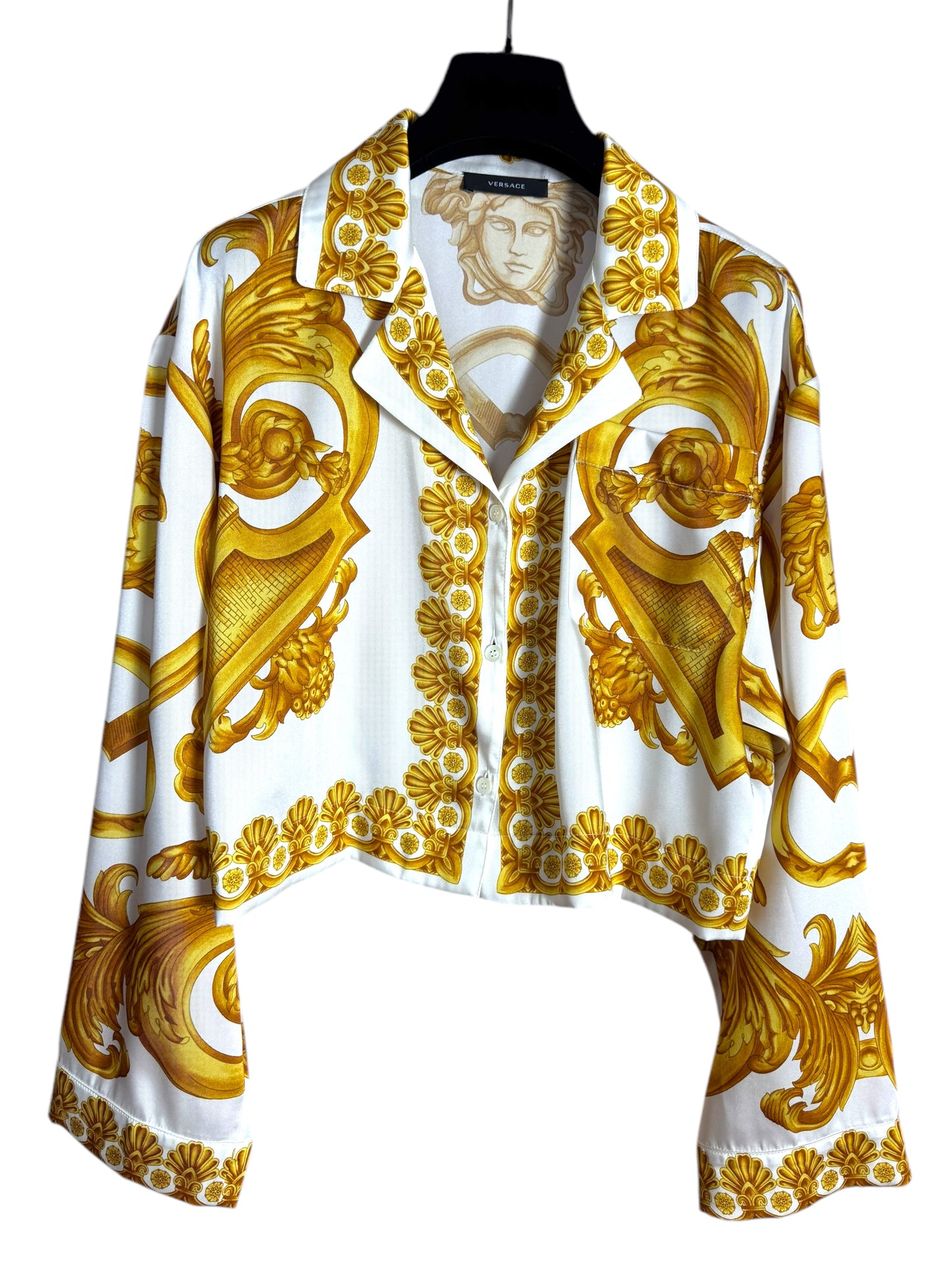 Versace Camicia Crop Donna - Heritage Barocco Oro/Bianco (it36)