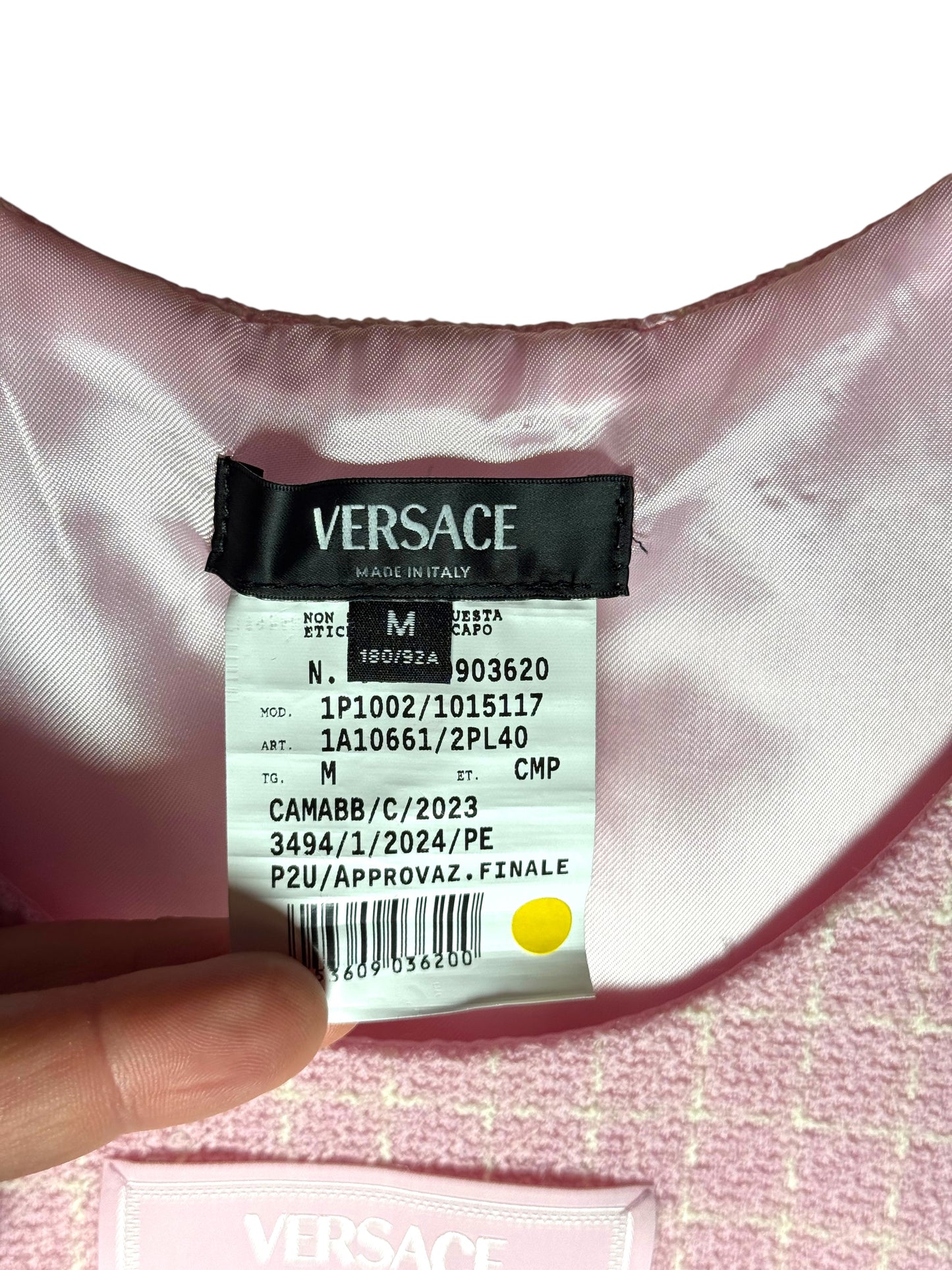 Versace Gilet Uomo Rosa Tweed con Logo - Made in Italy