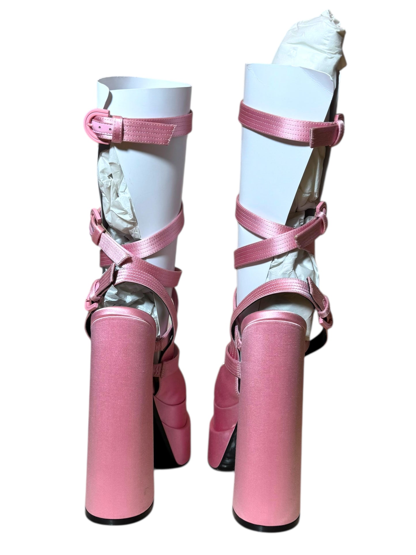 Sandali platform Versace in raso rosa – Modello Medusa Aevitas – Taglia 38 – Made in Italy