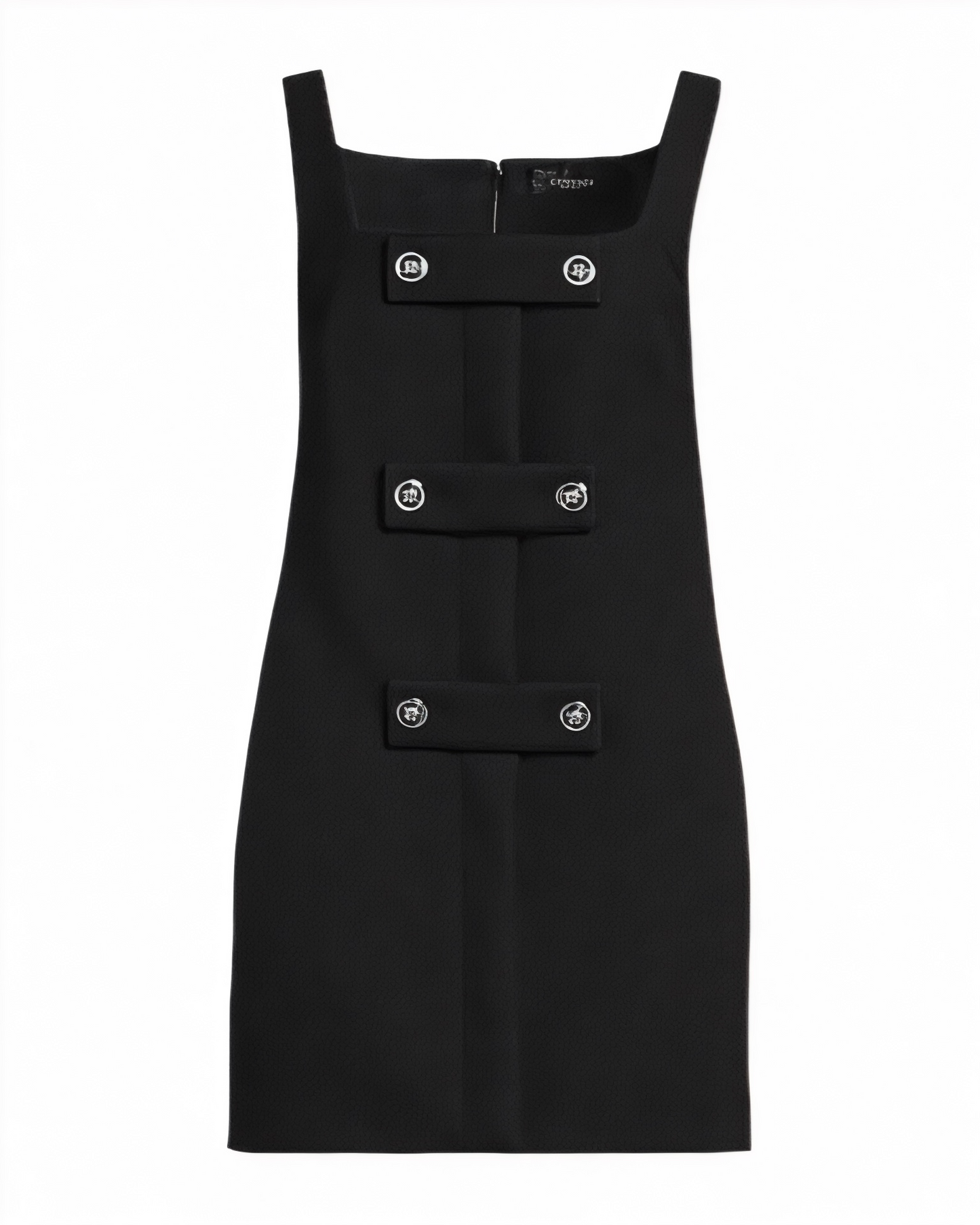 Abito mini nero Versace con bottoni Medusa – Taglia IT 48, Nuovo con etichette