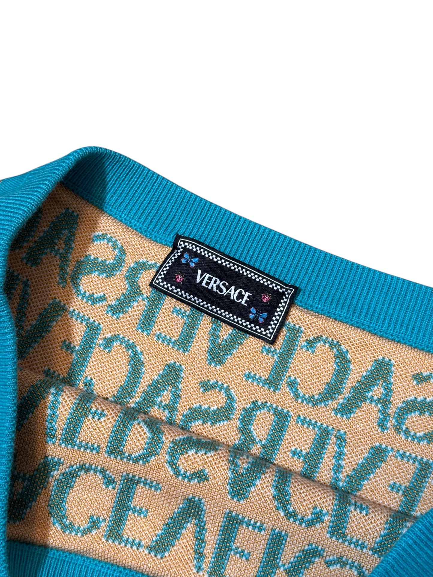 Gonna Versace Donna Taglia 40 – Jacquard Azzurro/Oro – Nuova