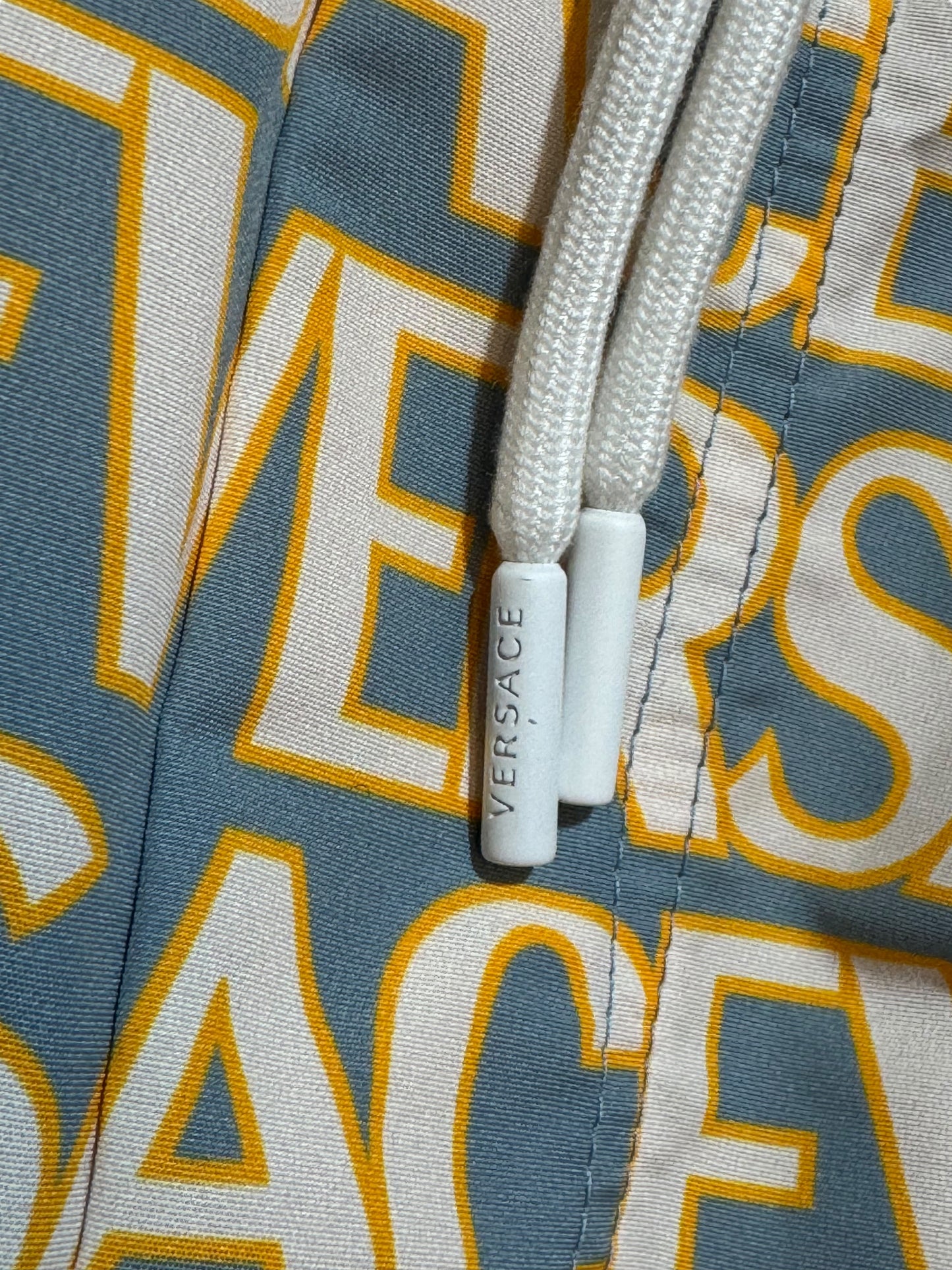 Versace Costume Uomo Logo All Over Azzurro Giallo Taglia XL - Made in Italy