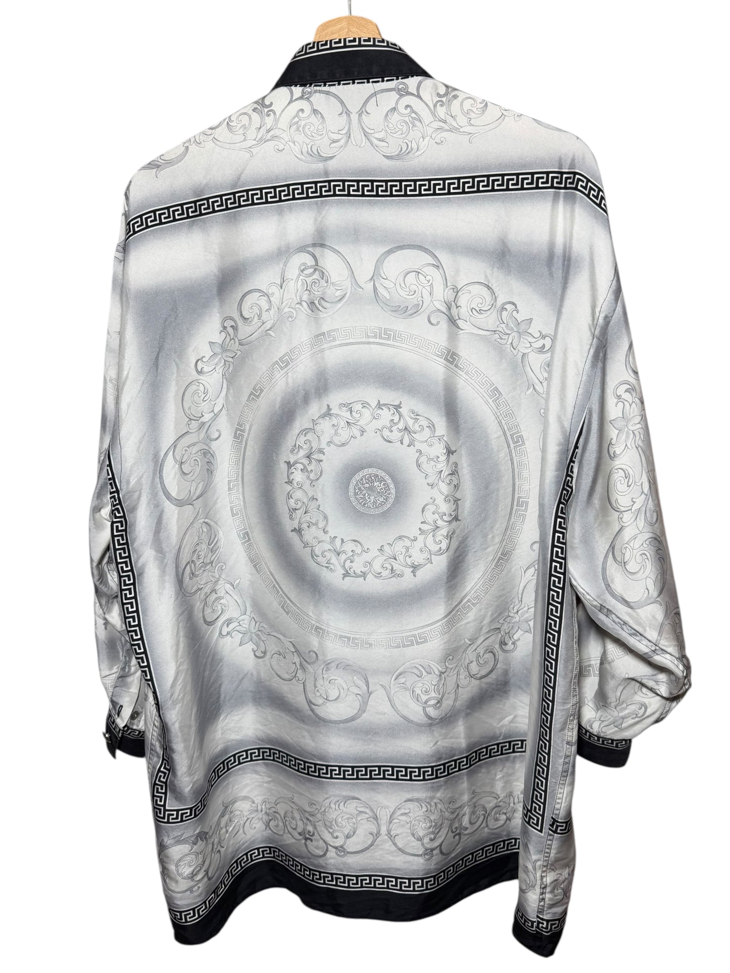 Camicia Donna Vintage Versace Classic V2 100% Seta Barocca Grigia Nera M