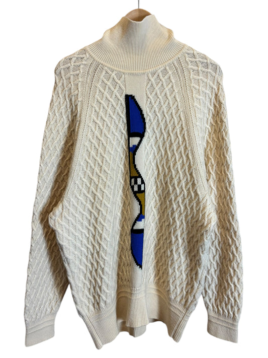 Maglione Gianni Versace Vintage in Lana, Lavorazione Intrecciata, Collo Alto (XL)
