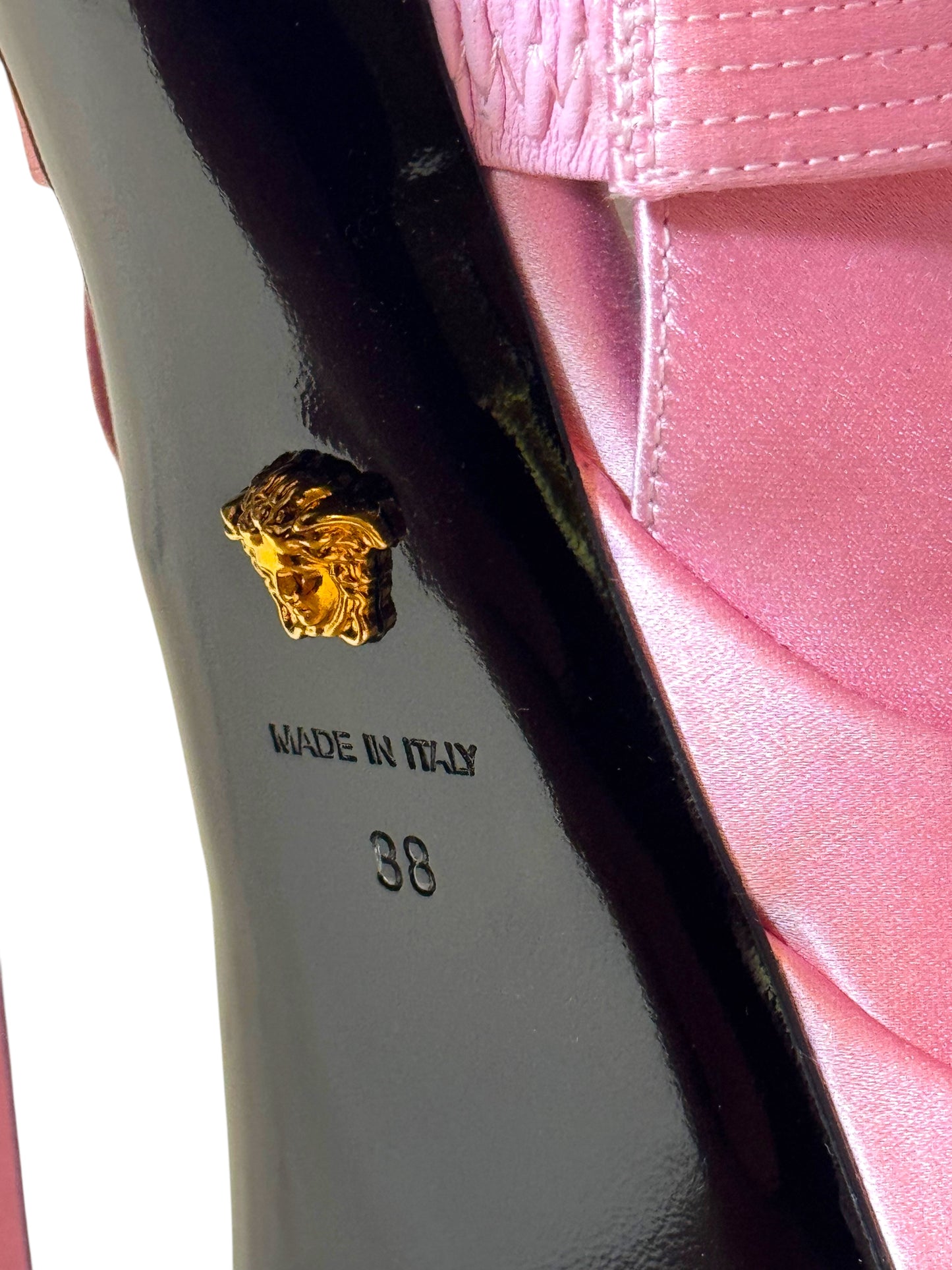 Sandali platform Versace in raso rosa – Modello Medusa Aevitas – Taglia 38 – Made in Italy