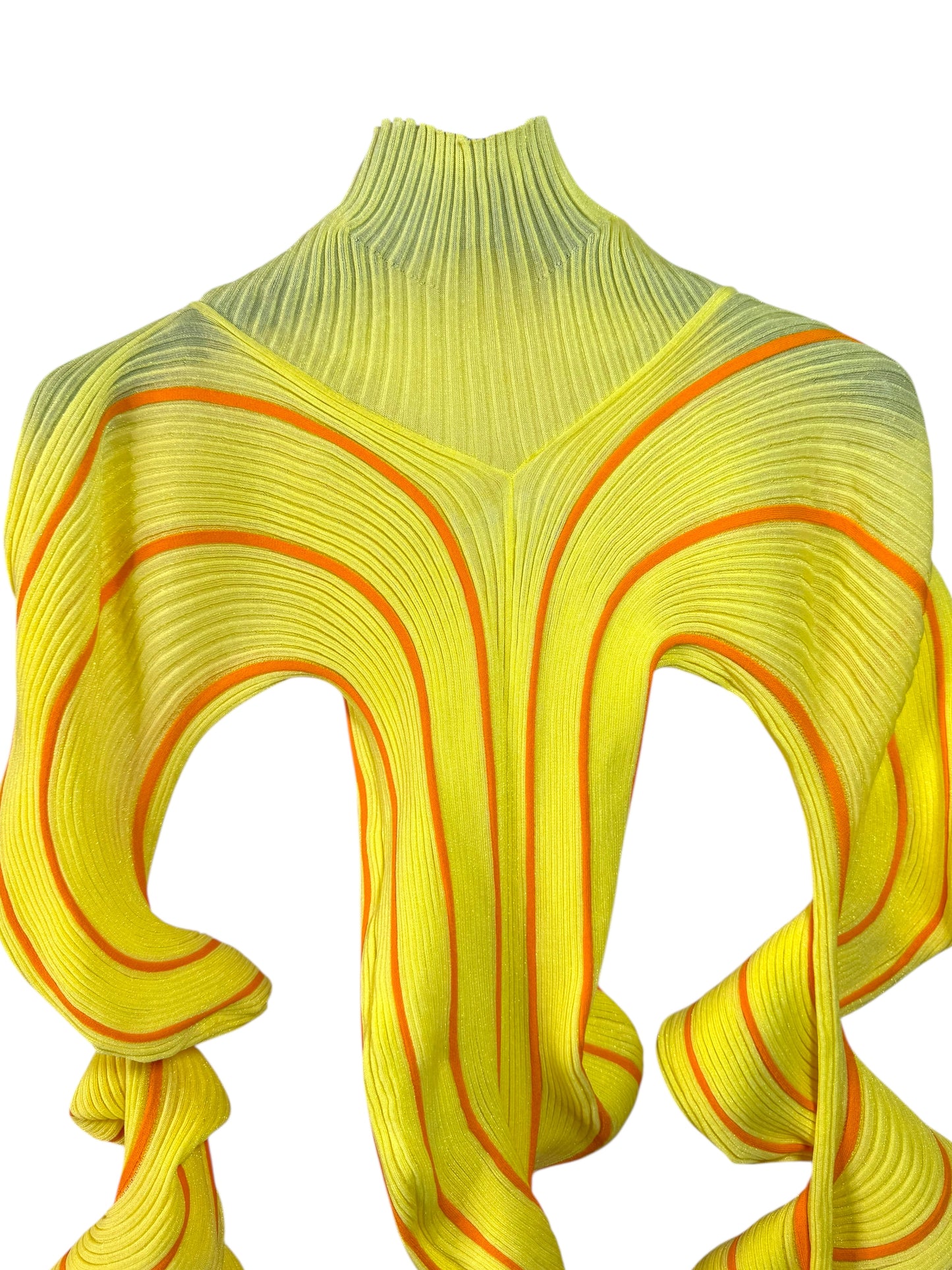 Bottega Veneta abito runway PE 2022 “Transparent Tennis Stripe Knit Sherbert” taglia S made in Italy