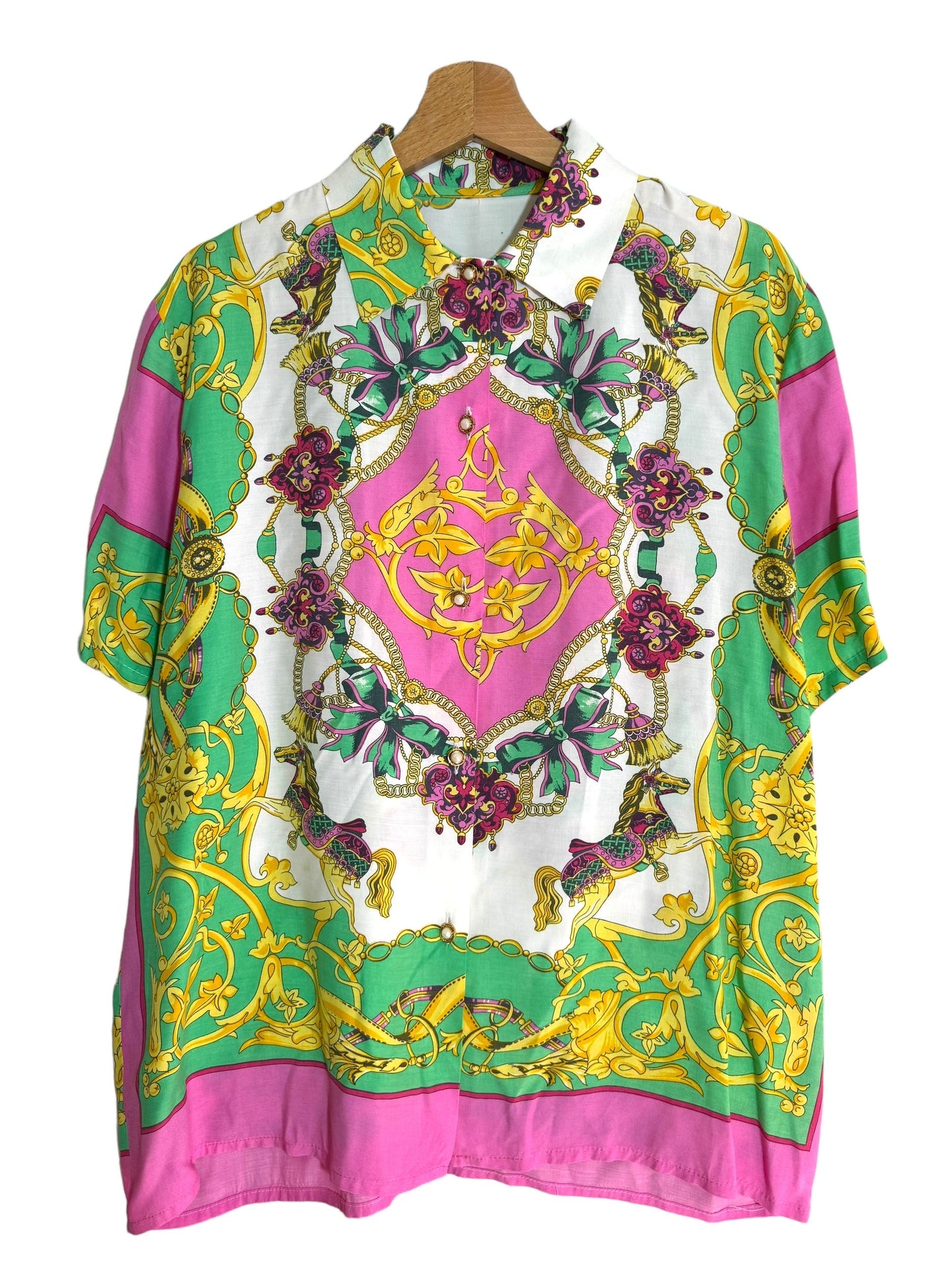 Camicia vintage con fantasia barocca (M)