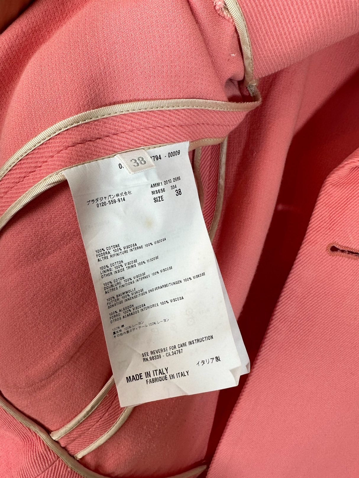 Miu Miu cappotto rosa (XS)