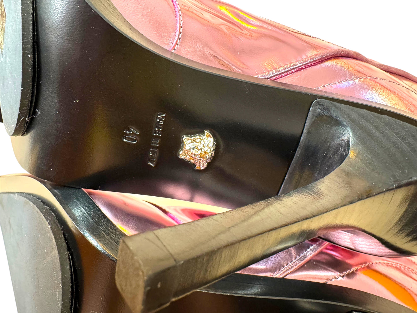 Versace x Dua Lipa Stivali Texani Pink Laminati – Taglia 40
