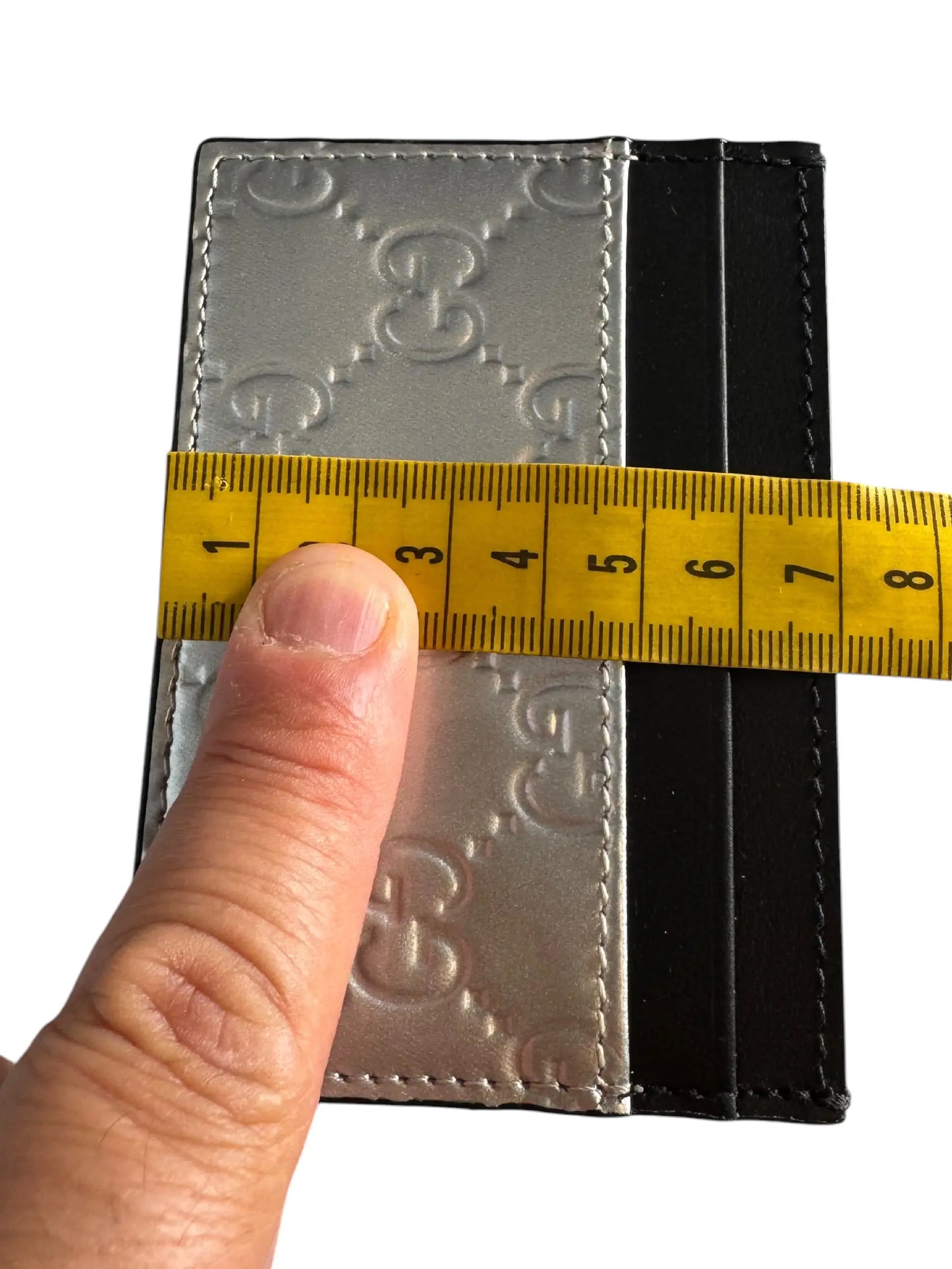 Gucci porta carte GG embossato argento pelle - senza scatola