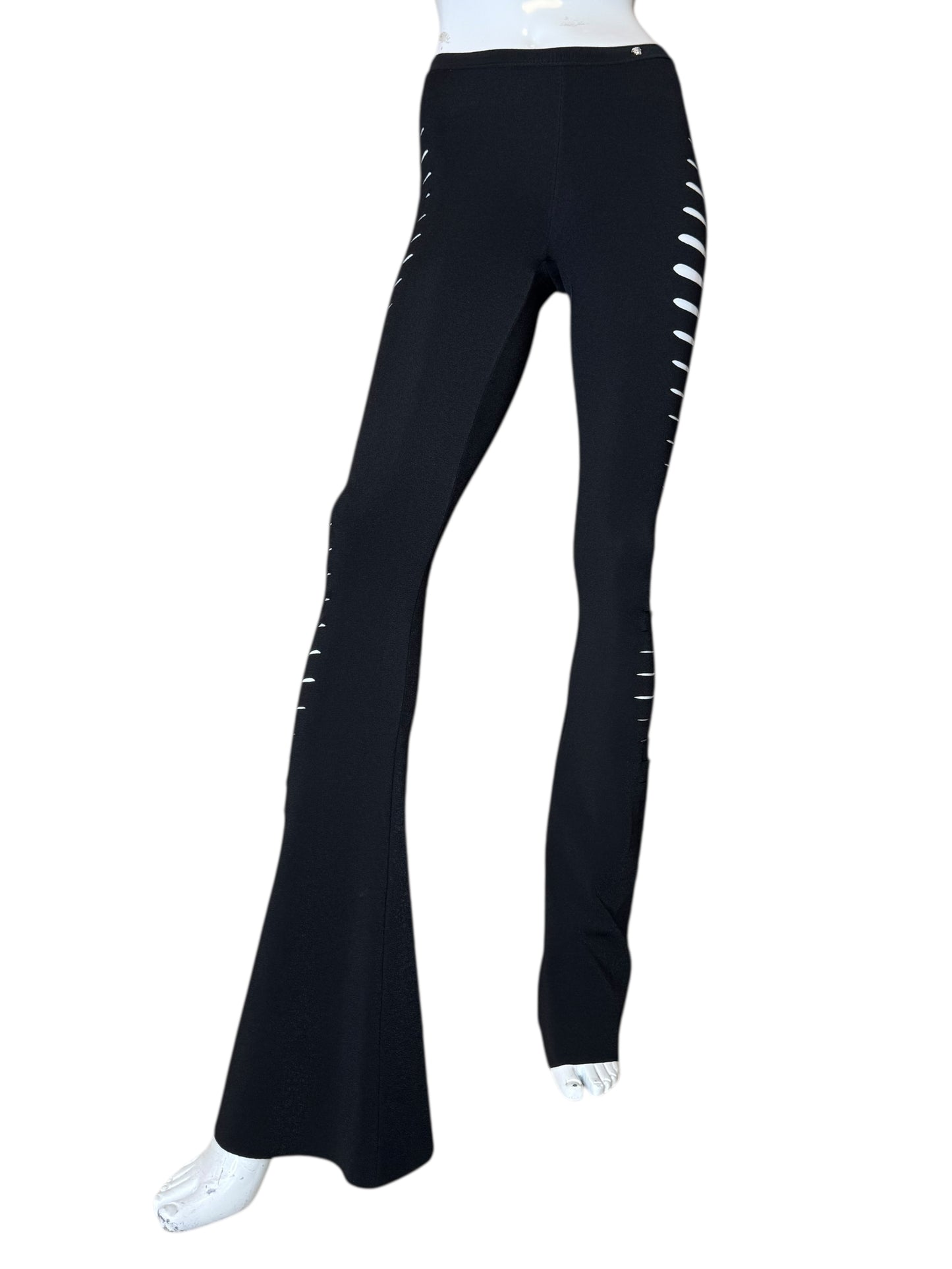 Versace Pantaloni Neri Cut-Out in Maglia – Taglia IT 36 – Made in Italy
