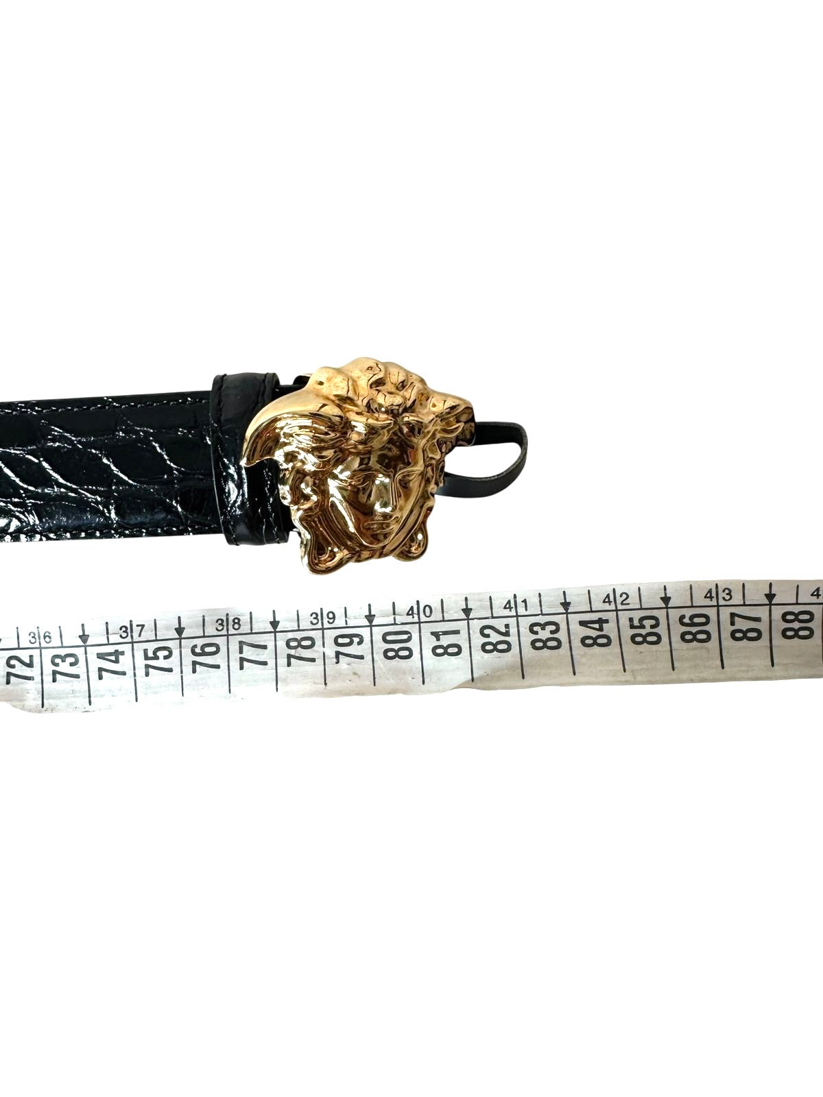 Versace - Cintura in pelle con fibbia Medusa dorata