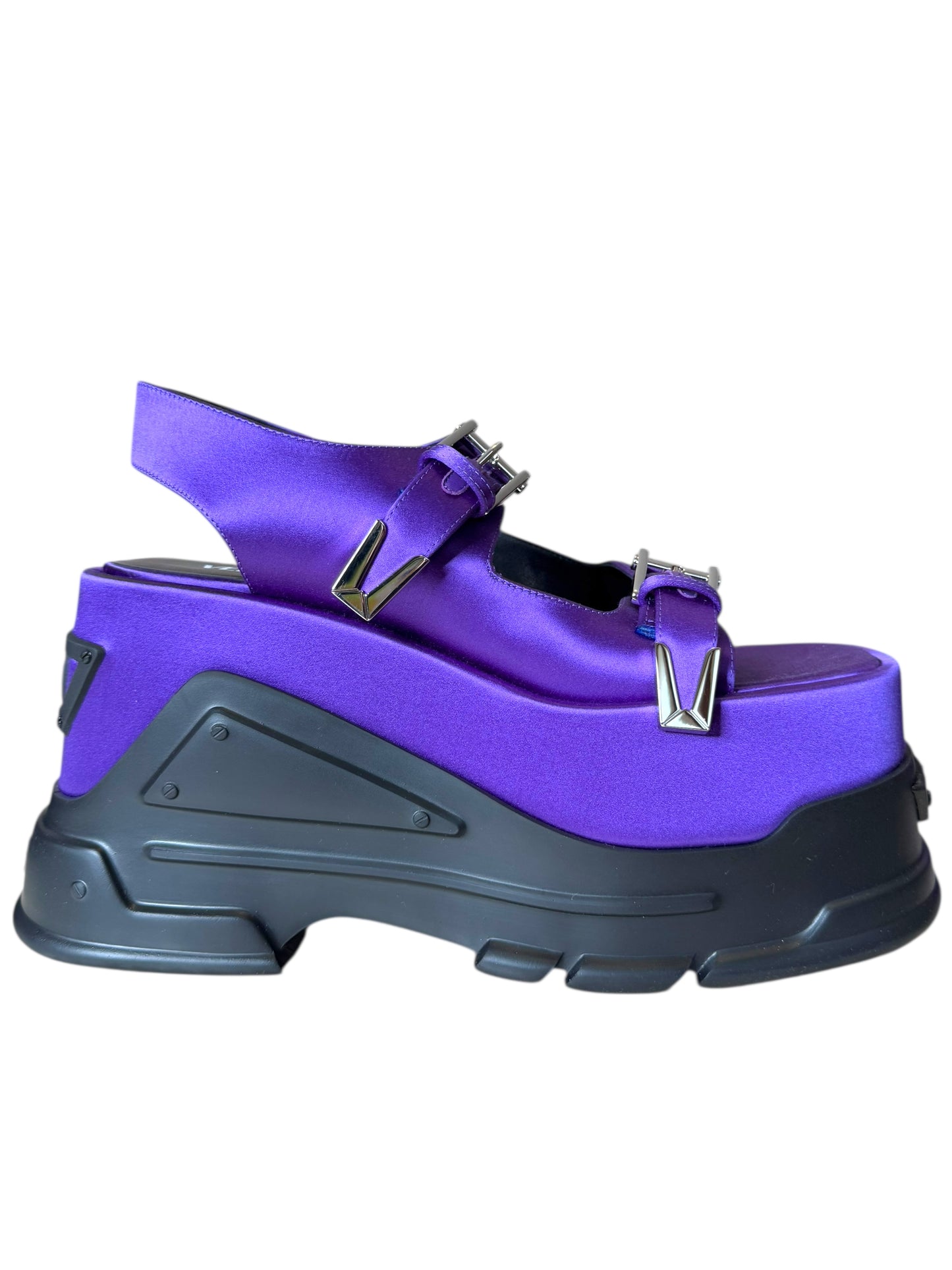 Versace Sandali Platform Viola Satinati Medusa - Taglia 40