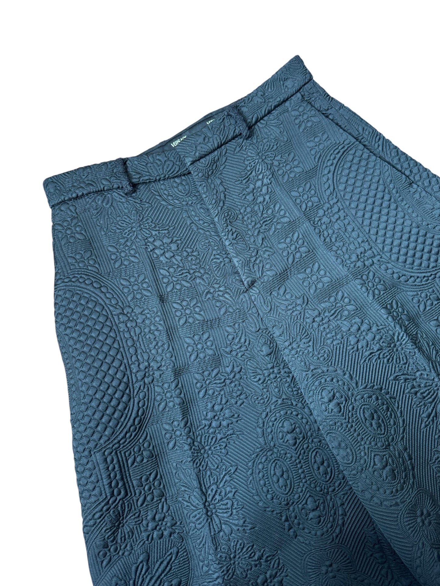 Versace bermuda uomo jacquard nero con motivo floreale – Made in Italy.