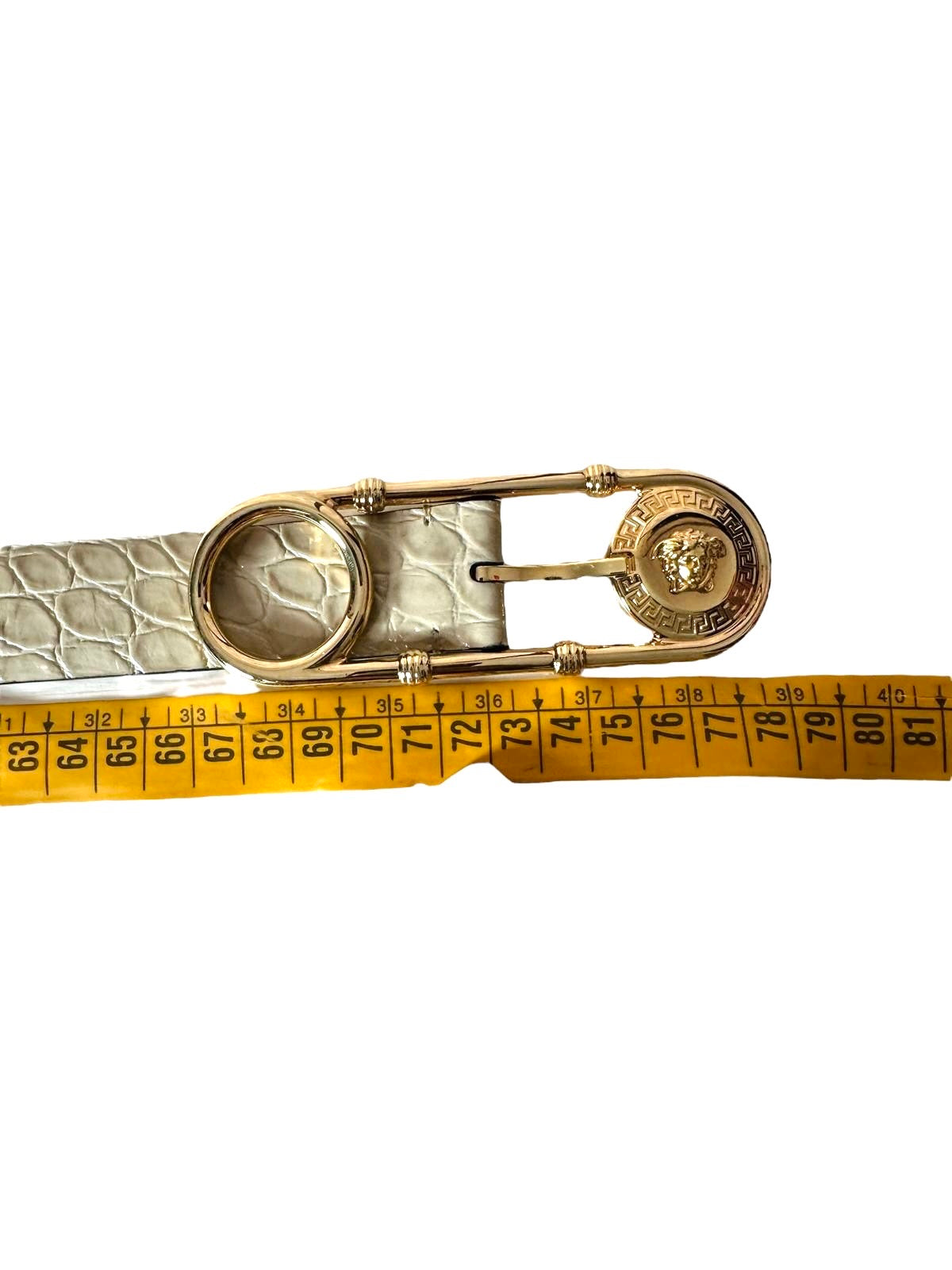 Versace - Cintura vintage in pelle stampa cocco con fibbia Medusa dorata