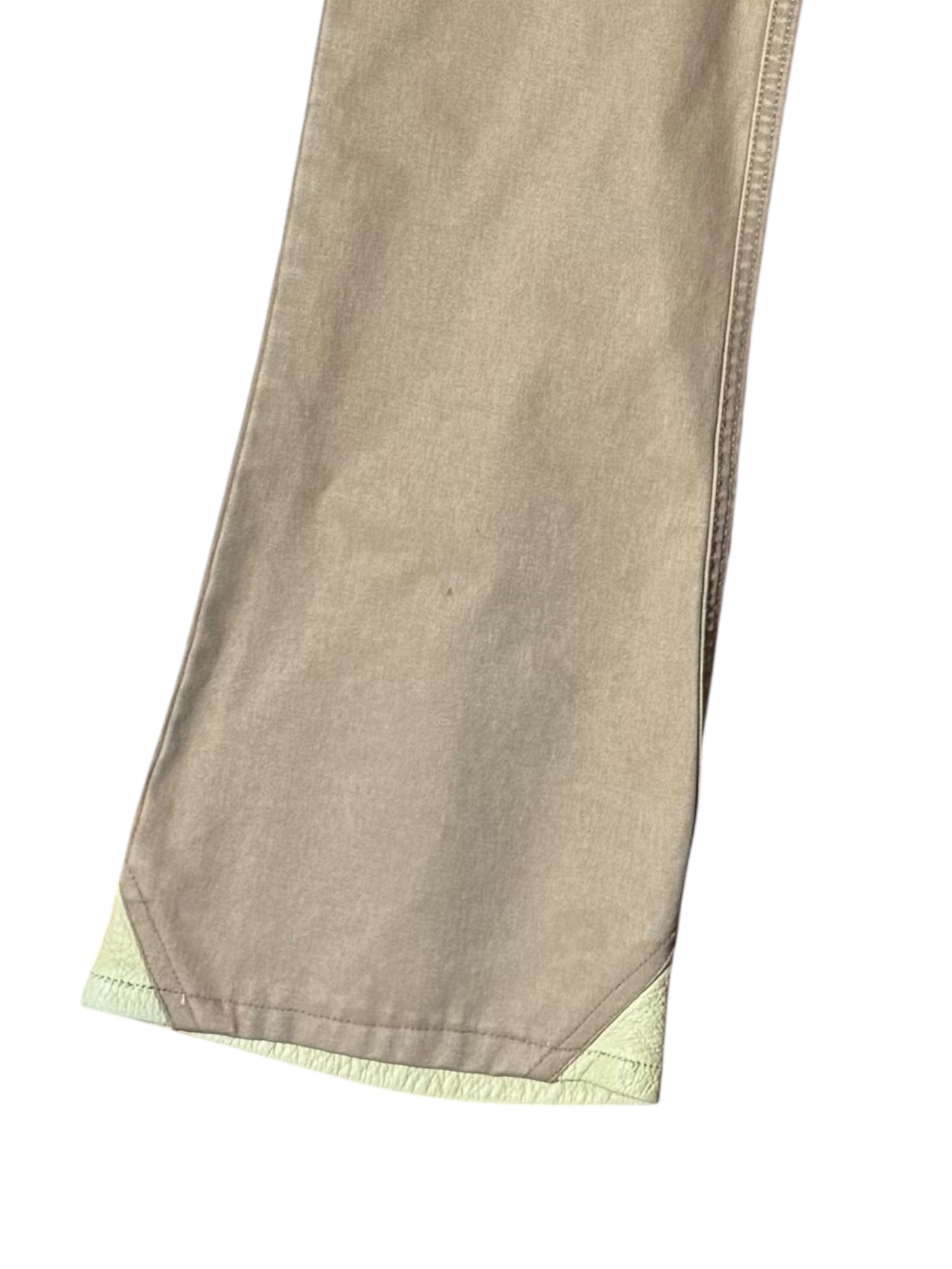 Chanel Pantaloni Donna Flare Cotone Beige con Inserti Ecopelle – FR 36 (IT 40)