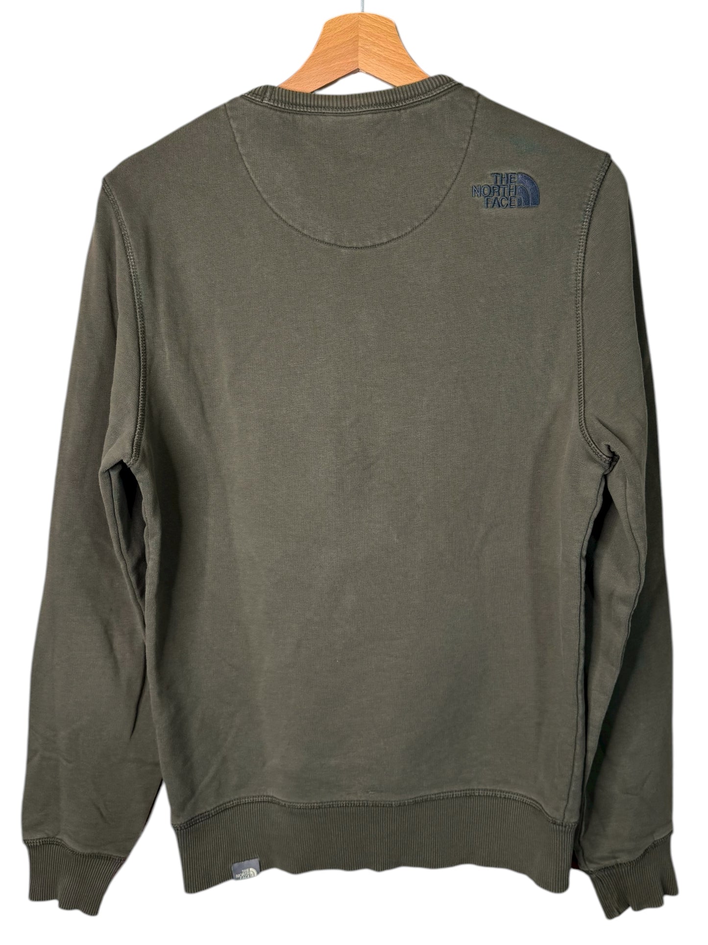Felpa The North Face verde militare con logo ricamato Taglia XS