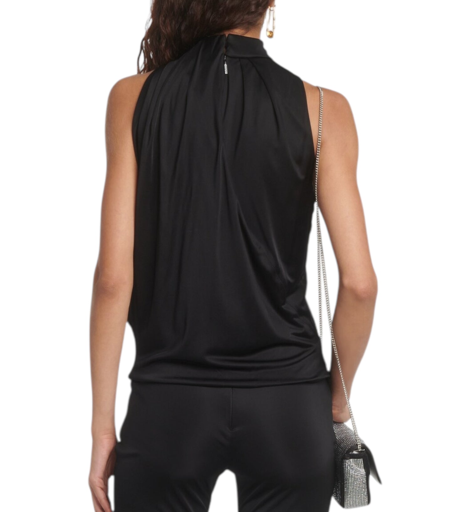 Versace Top Nero Asimmetrico Cut-Out Drappeggiato - Taglia 40 - Nuovo