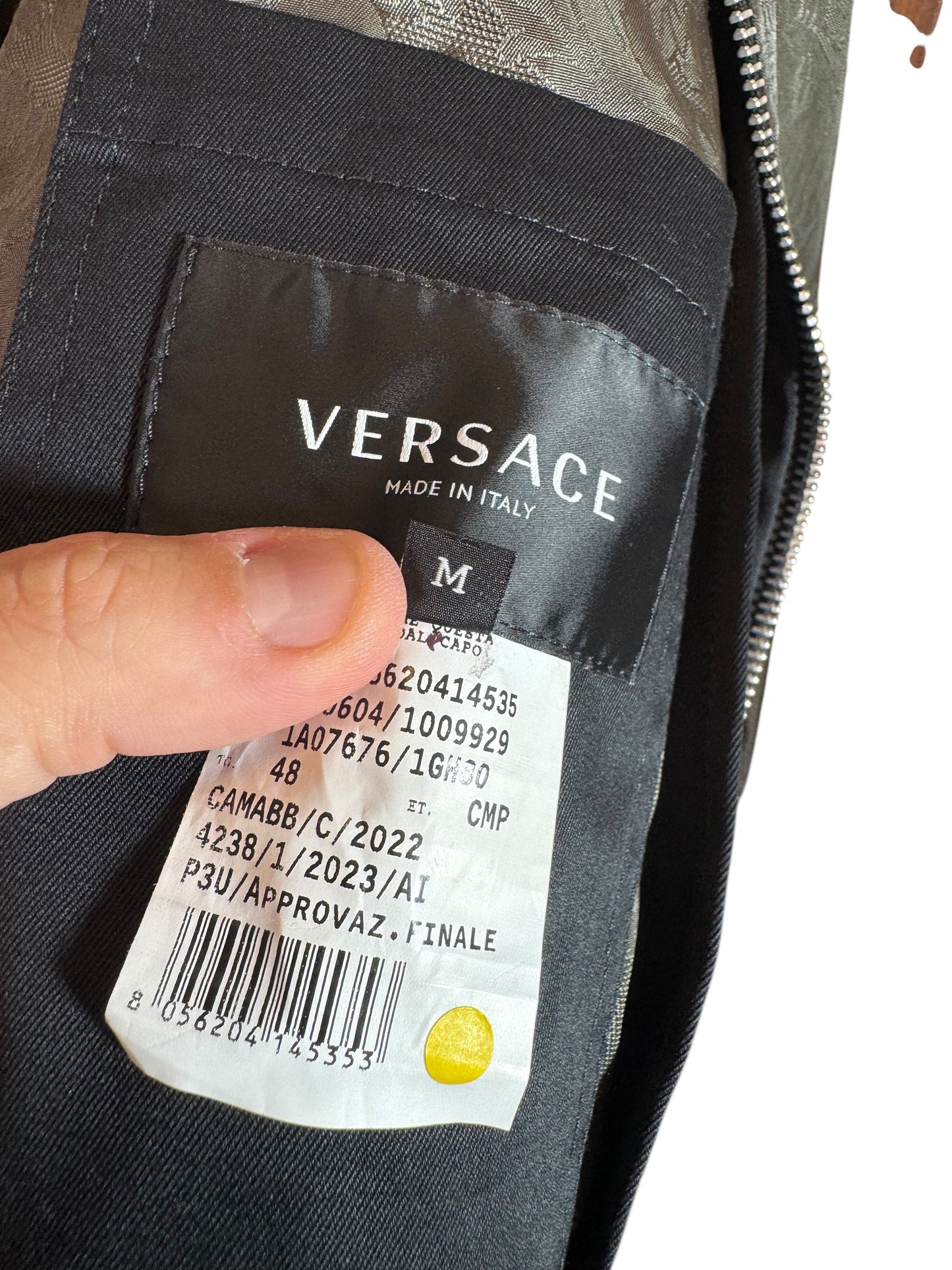 Versace Giacca Uomo Verde Jacquard Baroque con Dettaglio Medusa Taglia 48.