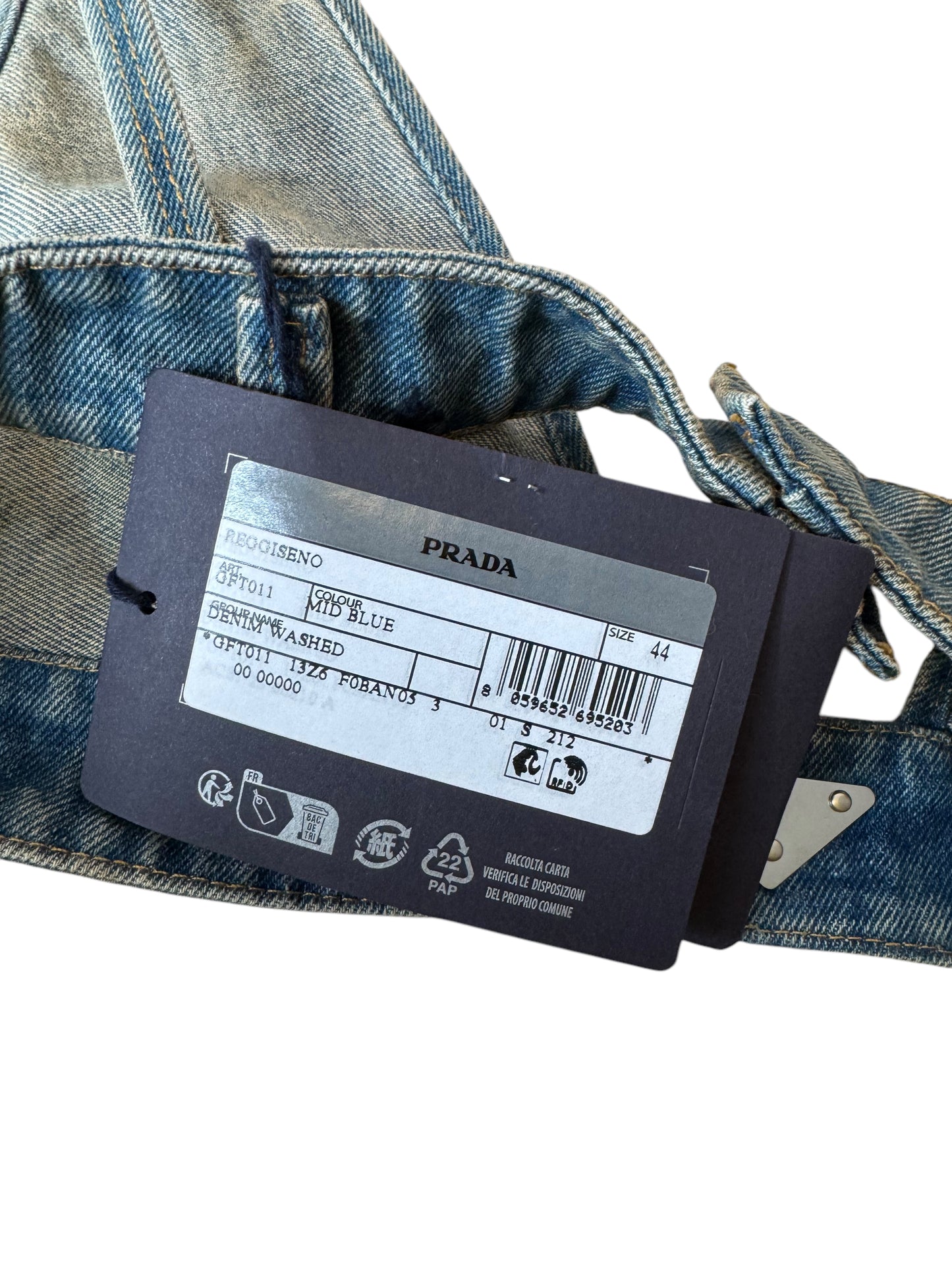 Top Bralette in Denim Prada - Taglia 44 IT - 100% Cotone - Made in Italy