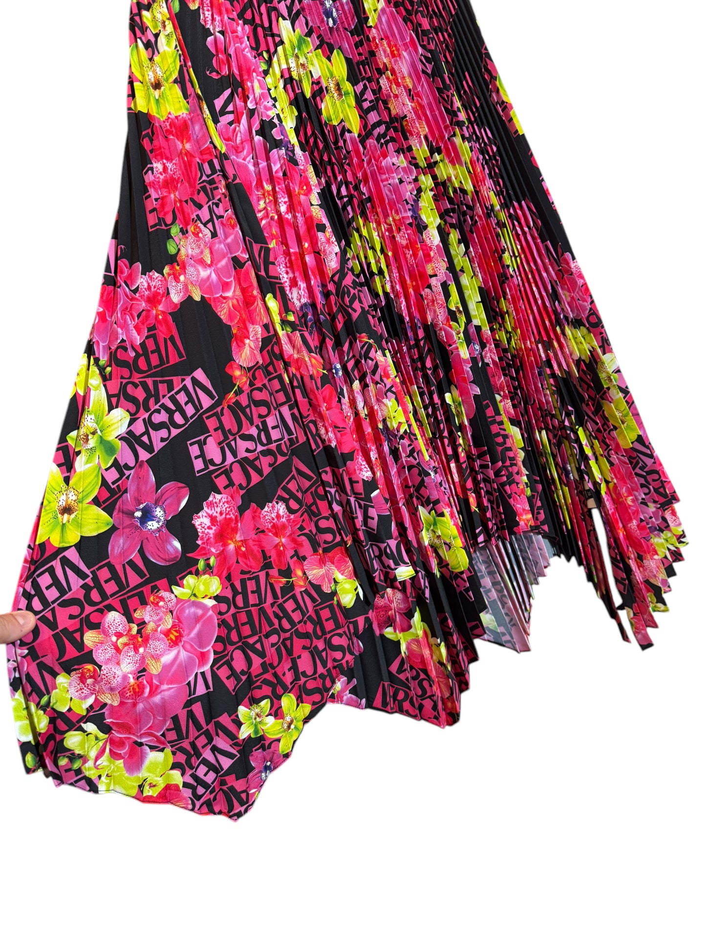 Versace Gonna Plissettata Asimmetrica Floreale