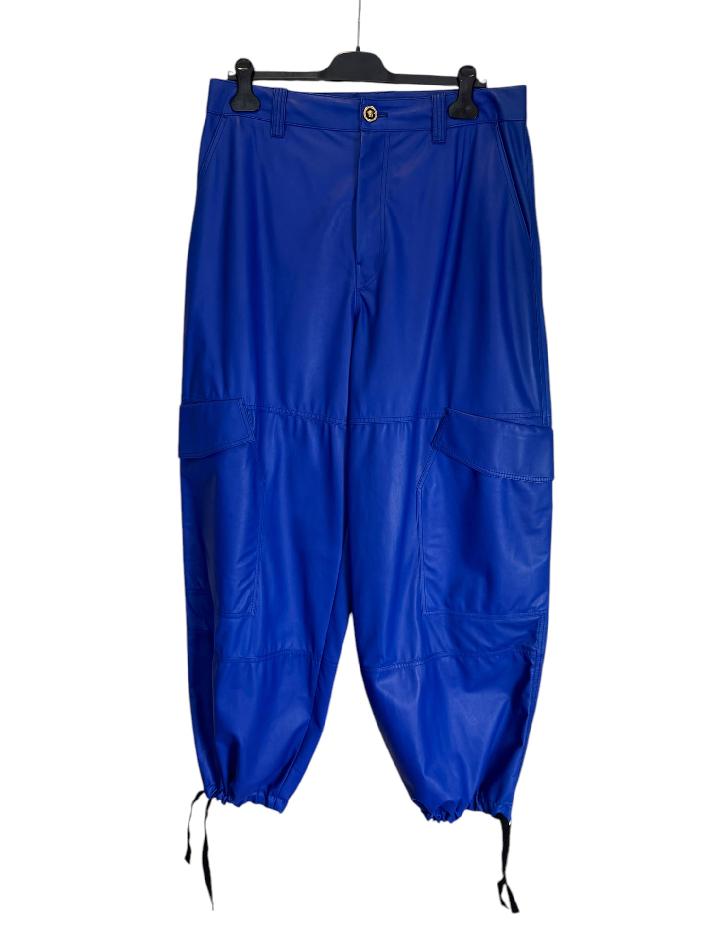 Pantaloni Cargo in Pelle Versace - Blu Elettrico - Taglia 48