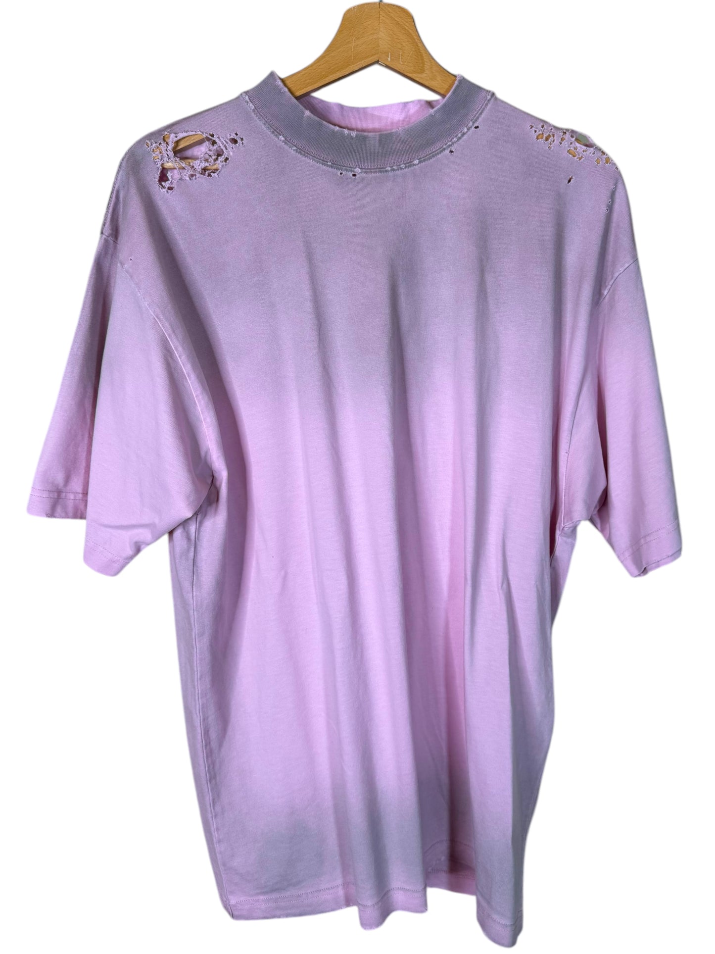 Balenciaga T-shirt Unisex Rosa XS (vestibilità Over fino a L/XL) - Effetto Destroyed