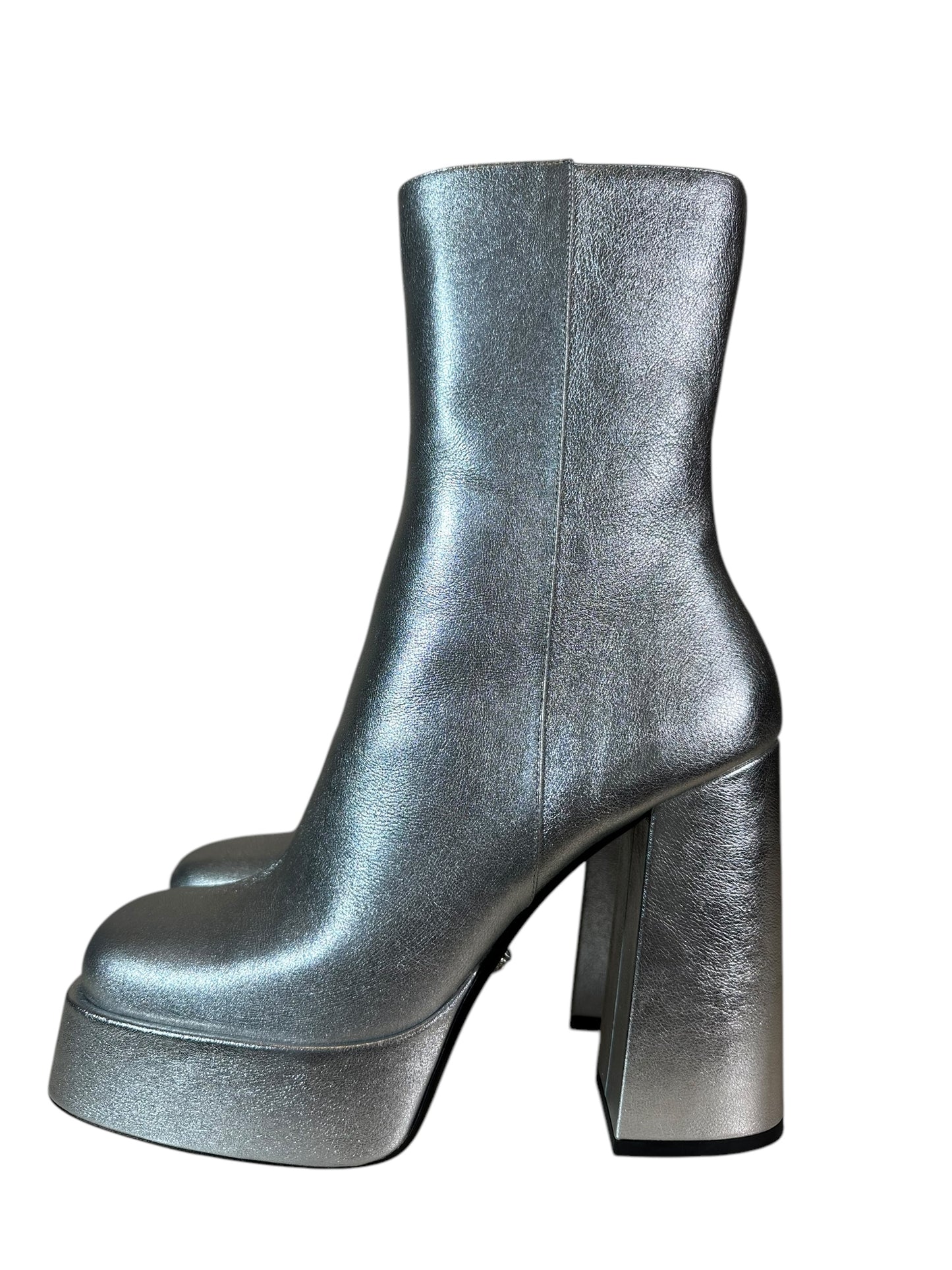 Versace stivaletto in pelle argentata (40)