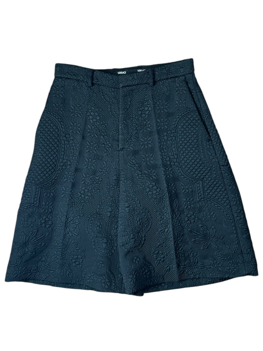 Versace bermuda uomo jacquard nero con motivo floreale – Made in Italy.