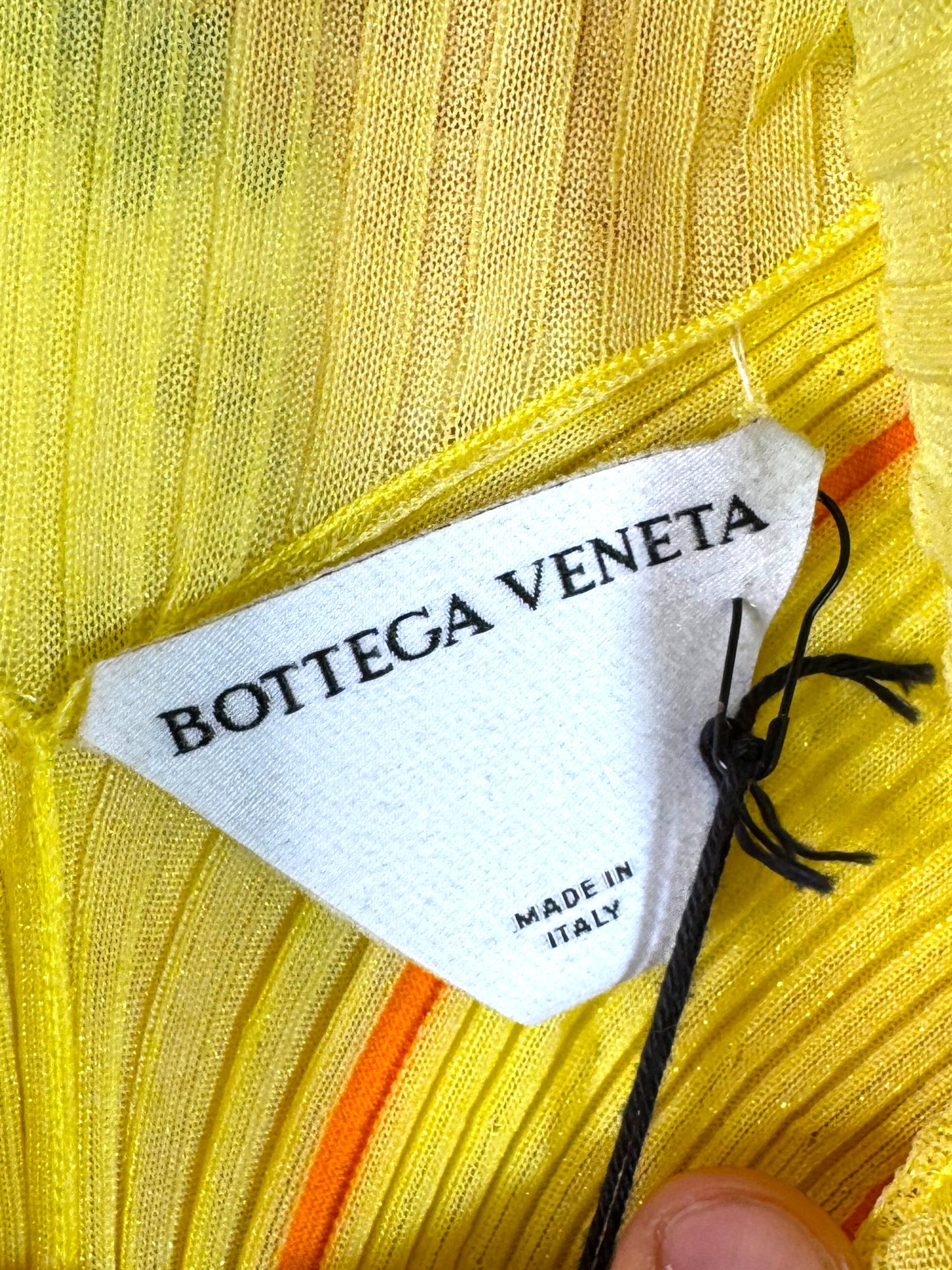 Bottega Veneta abito runway PE 2022 “Transparent Tennis Stripe Knit Sherbert” taglia S made in Italy