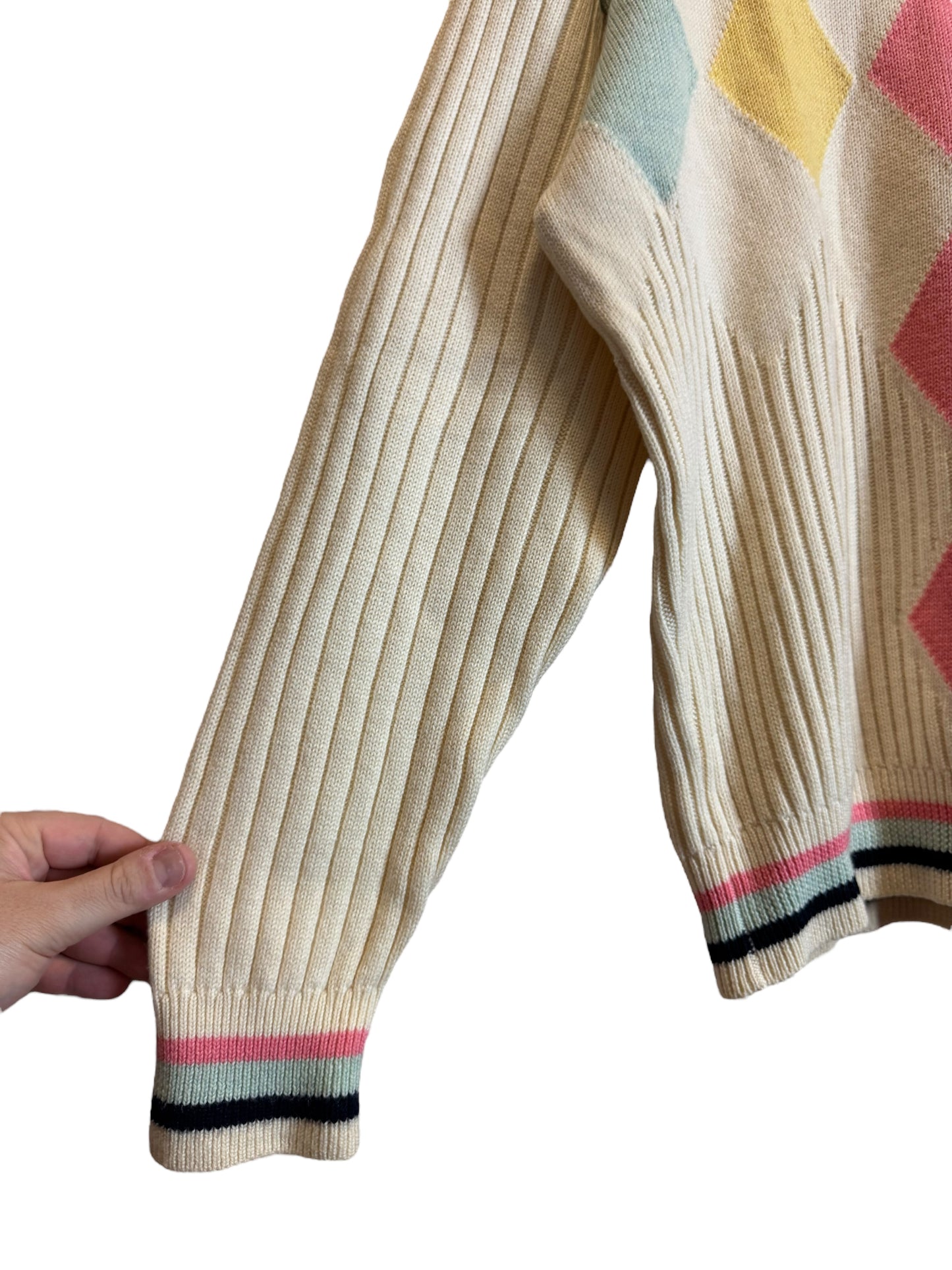 Maglione Vintage Versace Istante Made in Italy - Taglia L - Fantasia Argyle Pastello