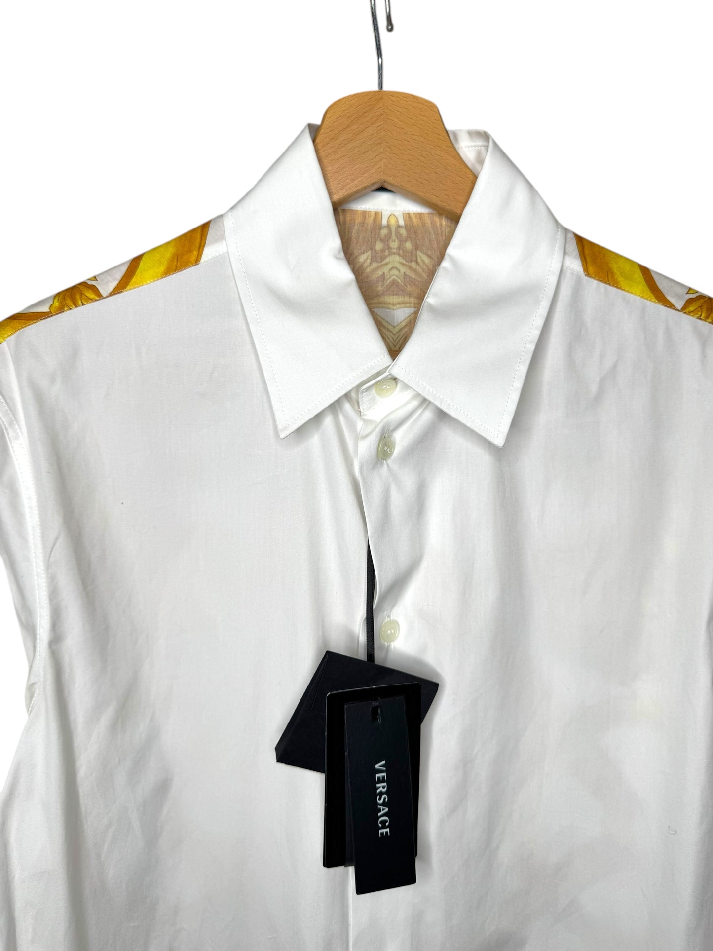 Versace Camicia Bianca Heritage Barocco Oro Retro Uomo Taglia 44 it / S