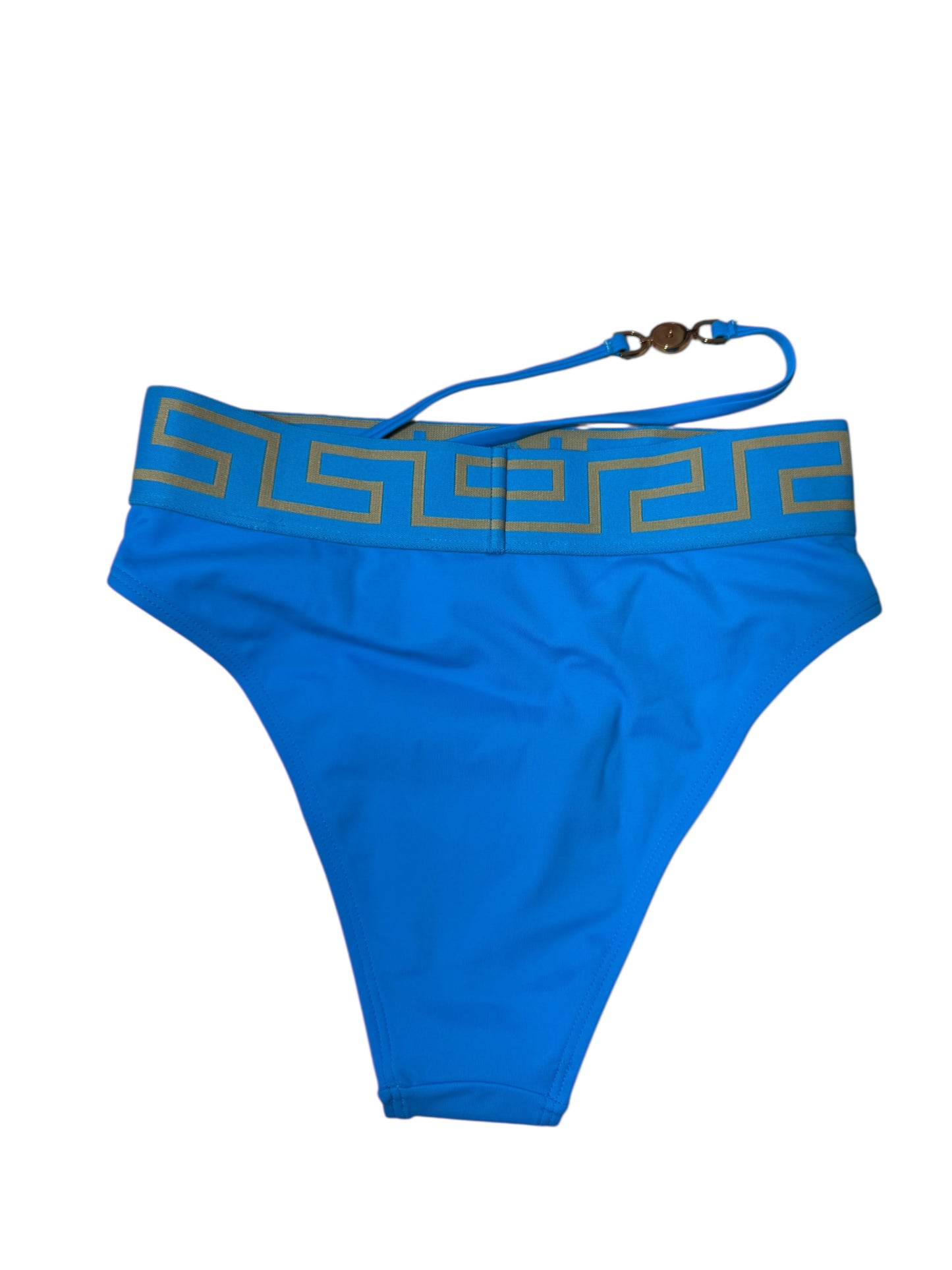Slip Bikini Versace Donna Azzurro – Greca e Medusa con Cinturino, Taglia 1, Made in Italy