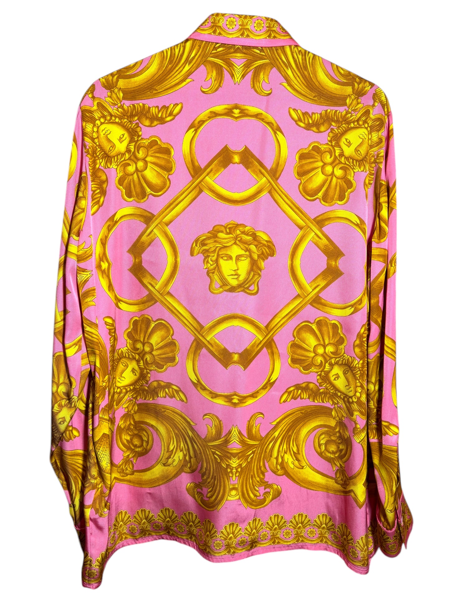 Camicia Versace Rosa - Taglia 46 - Stampa Barocca e Dettagli Medusa