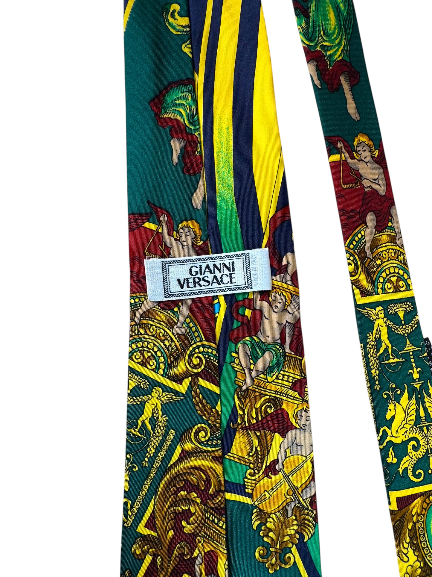 Cravatta Vintage Gianni Versace – Stampa Barocca con Angeli – 100% Seta Made in Italy