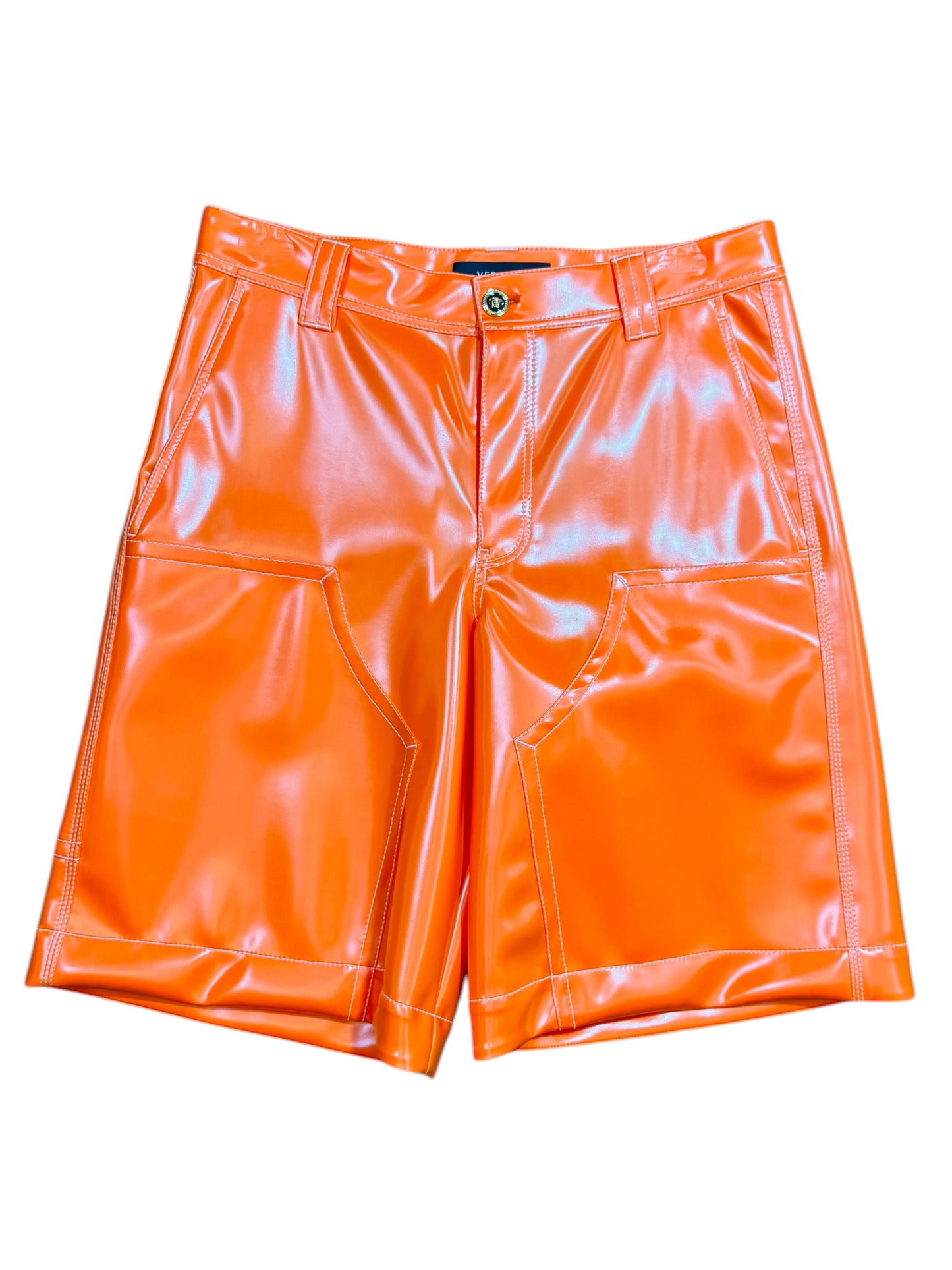 Versace Shorts Uomo Arancione – Effetto Lucido Gommato – Taglia 48