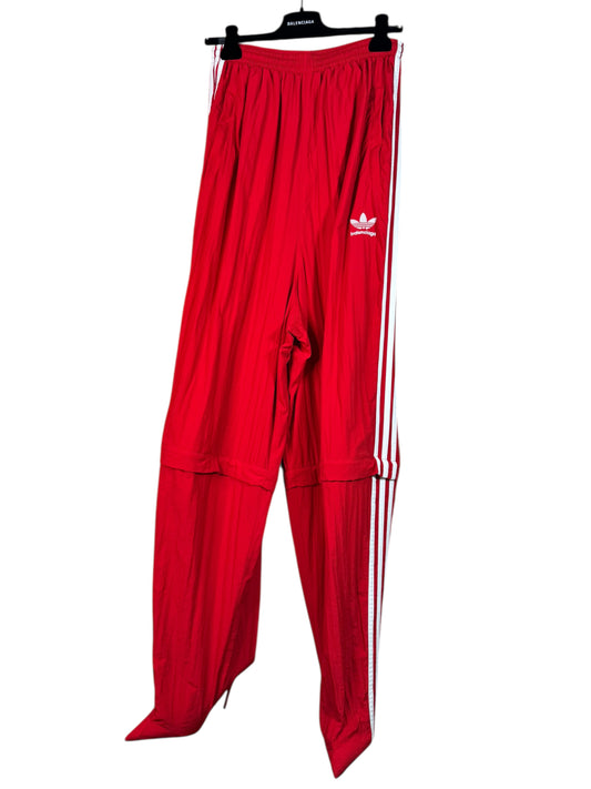 Pantaloni Balenciaga x Adidas rossi in nylon con stivale integrato – Taglia 36