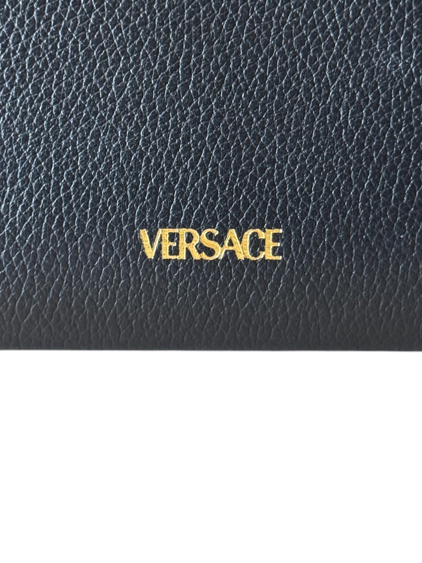Versace Mini Borsa Medusa in Pelle Nera con Tracolla a Catena Oro - Made in Italy